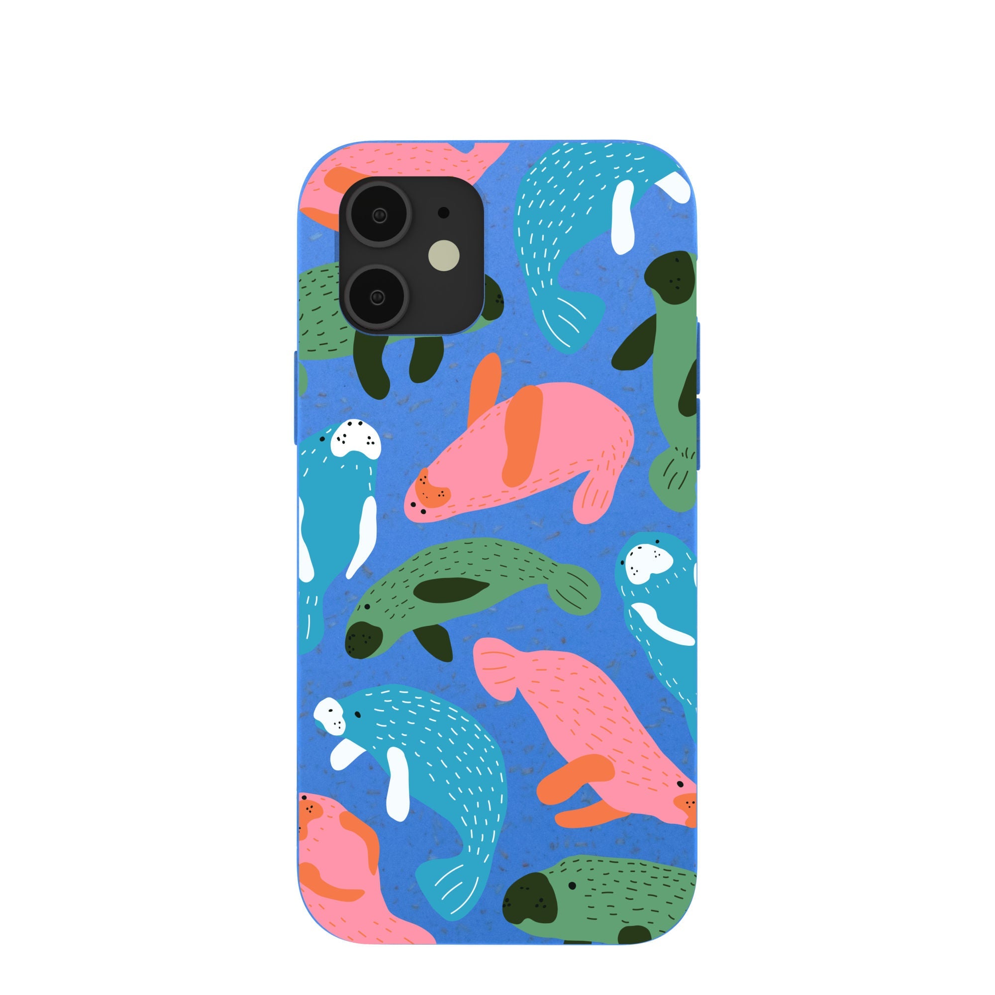 Electric Blue Sea Cows iPhone 12/ iPhone 12 Pro Case Refurbished - Pela Case refurbished available on Cerqular