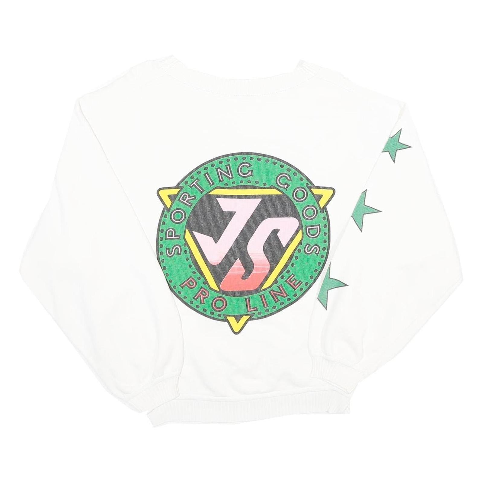 Womens White Sweatshirt With Green Stars Cotton Blend Crew Neck XL Casual Refurbished - N/A refurbished available on Cerqular