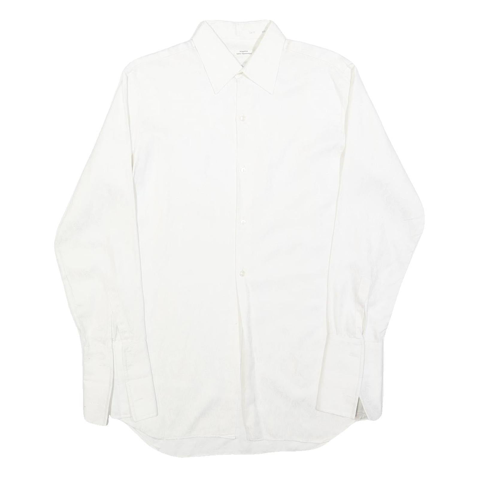Mens White Plain Shirt S Classic Button Collar Long Sleeve Casual Formal Refurbished - N/A refurbished available on Cerqular
