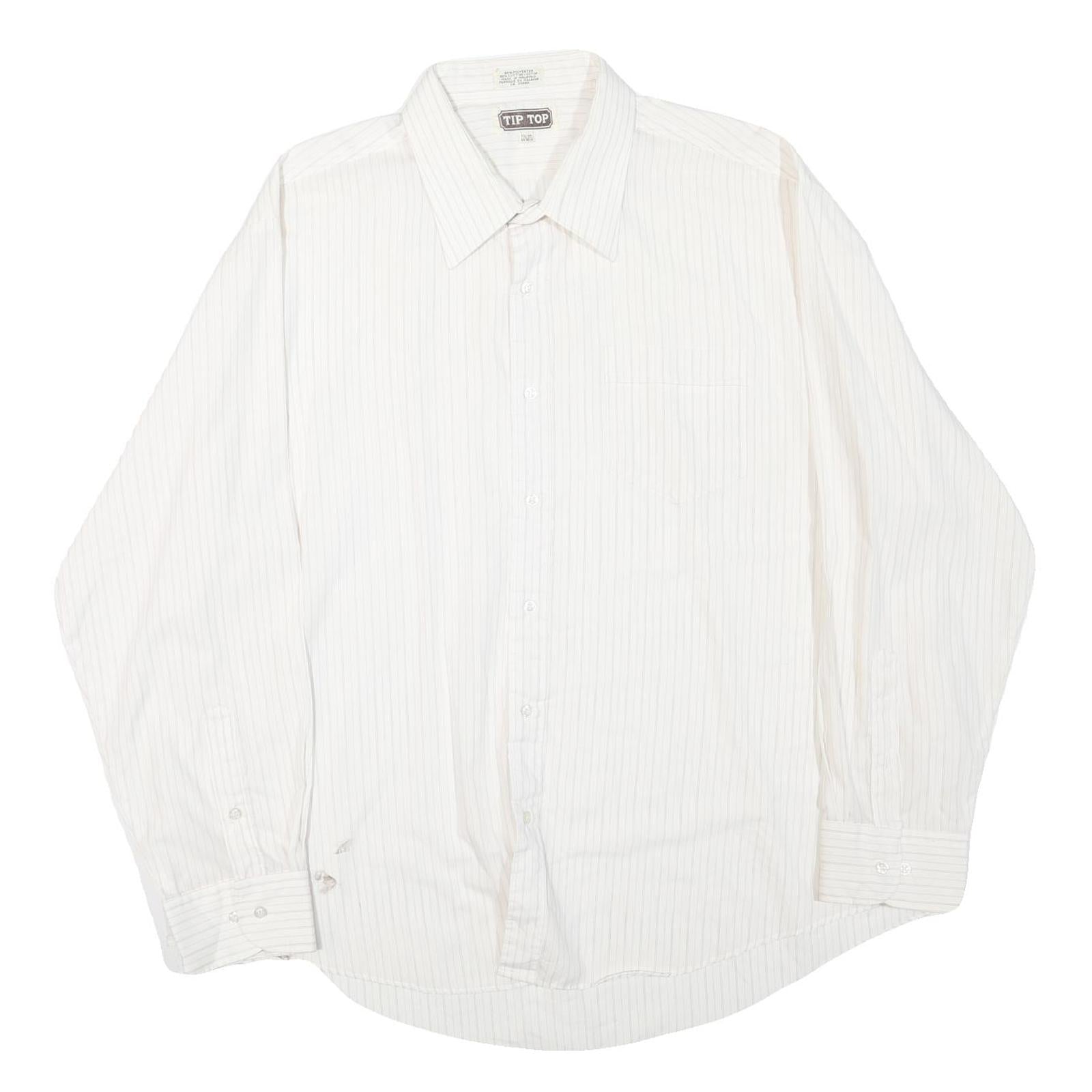 TIP TOP Mens White Shirt L Cotton Blend Button Collar Classic Style Refurbished - N/A refurbished available on Cerqular