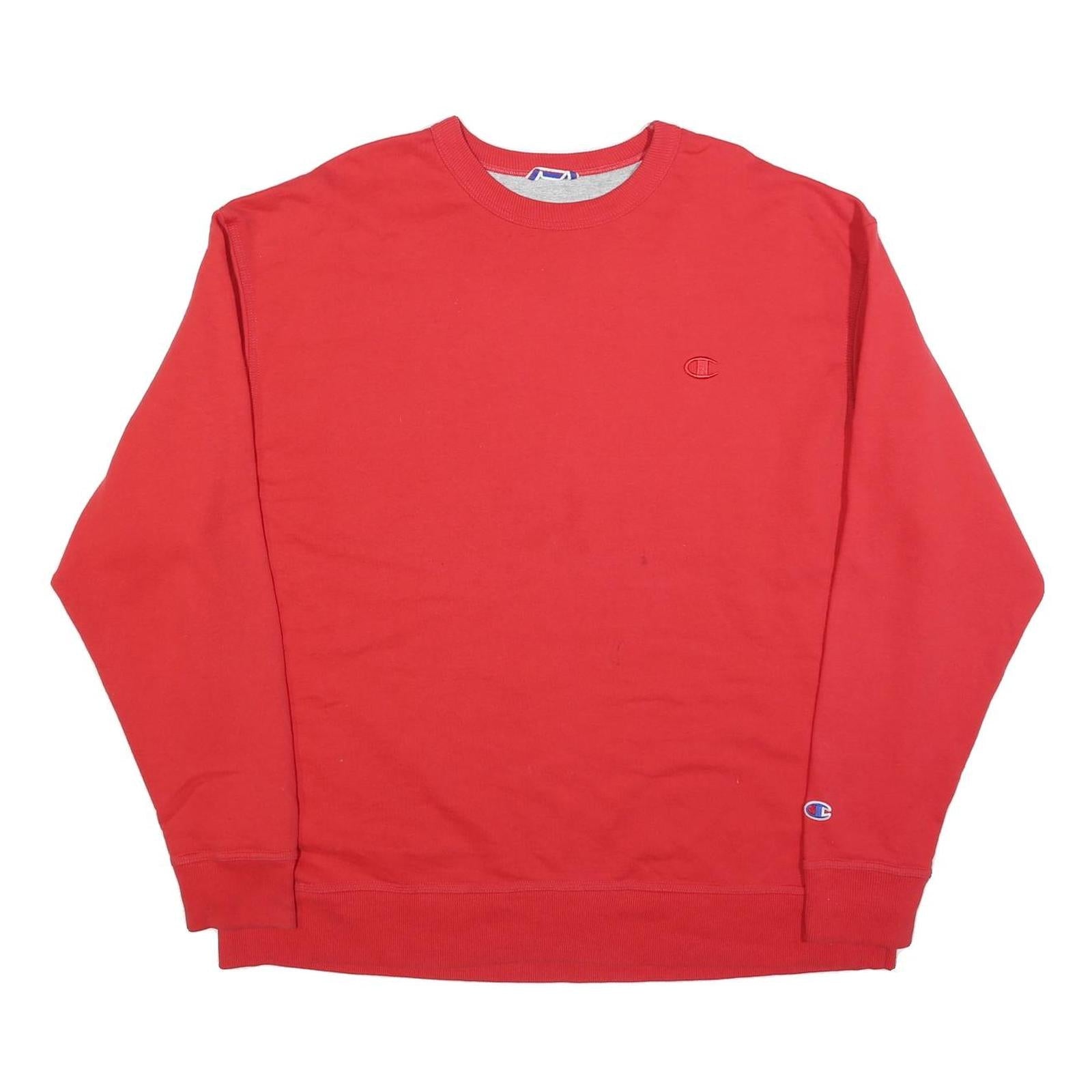 CHAMPION Mens Red Crew Neck 2XL Sweatshirt Cotton Blend Casual Pullover Refurbished - N/A refurbished available on Cerqular
