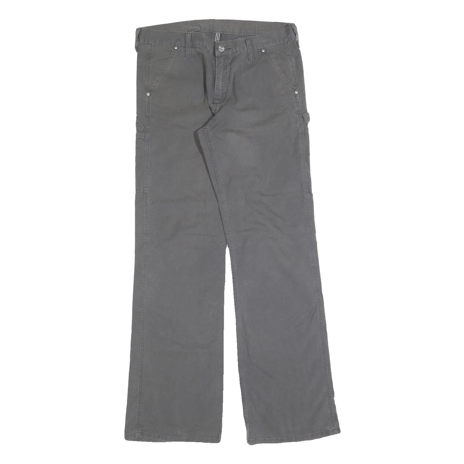 CARHARTT Mens Cotton Blend Grey Regular Leg Trousers W32 L32 Workwear Durable Refurbished - N/A refurbished available on Cerqular