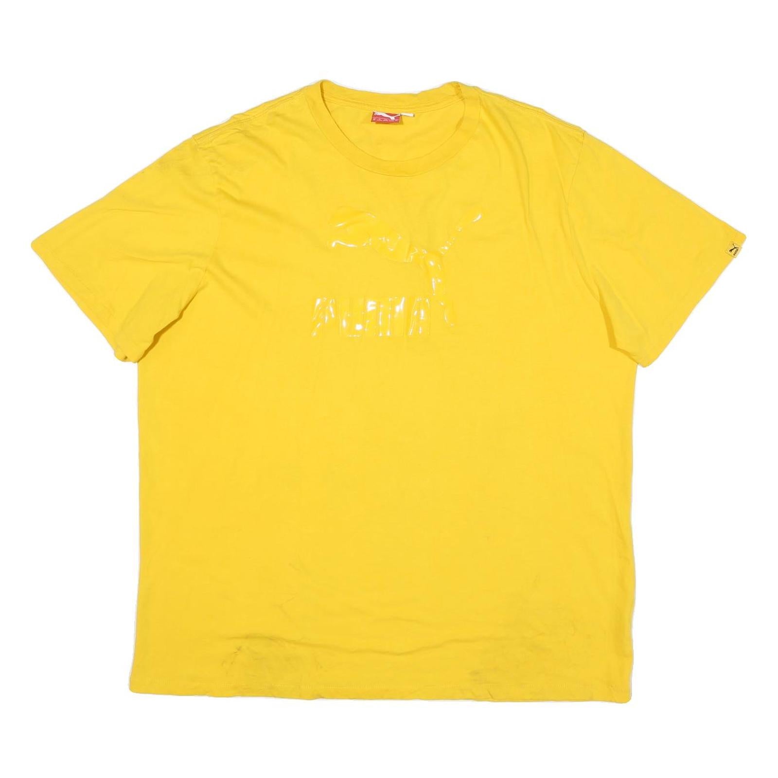 PUMA Mens Yellow Cotton Blend XL T-Shirt Short Sleeve Crew Neck Logo Print Refurbished - N/A refurbished available on Cerqular