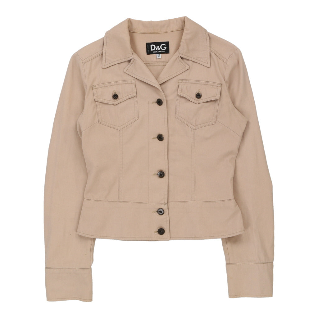 Dolce & Gabbana Cropped Jacket - Small Beige Cotton | Size: small Refurbished - N/A (Preloved Designer is not a specific brand, it refurbished available on Cerqular