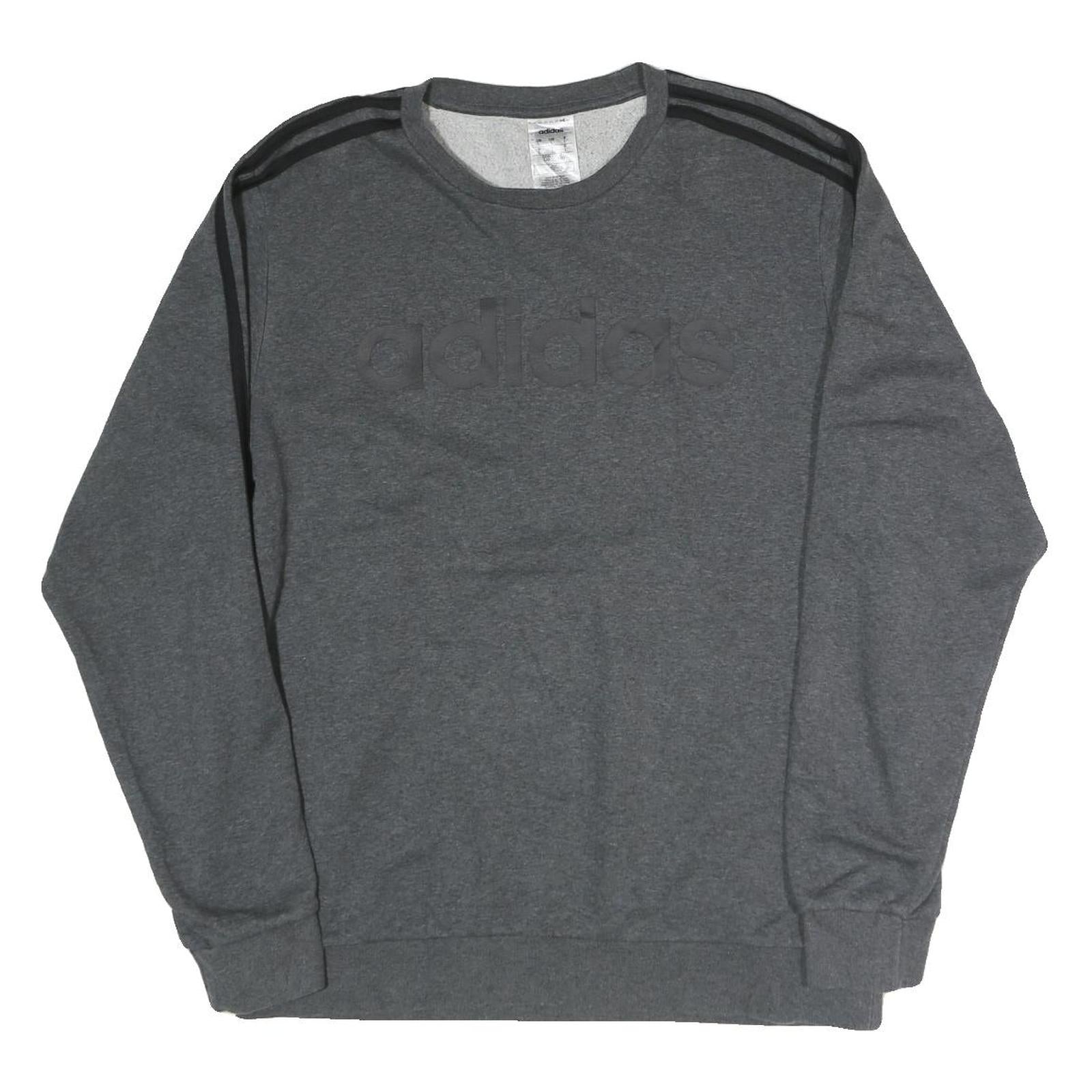 ADIDAS Mens Grey Cotton Blend Crew Neck Sweatshirt L Three Stripes Athletic Refurbished - N/A refurbished available on Cerqular