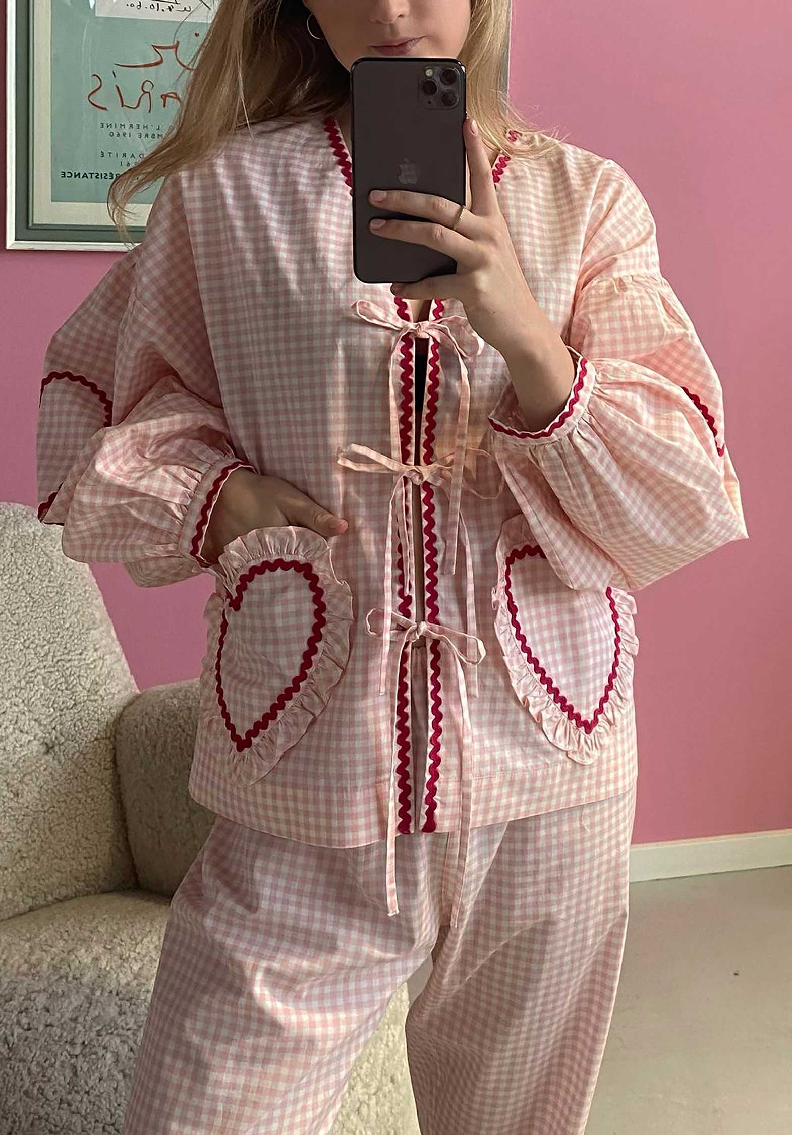 Jacket Se1023 Astrid Pink-Checks | Color: PINK CHECKS | Size: S/M Refurbished - Rue Madame is a known brand, and the standardized name is " refurbished available on Cerqular