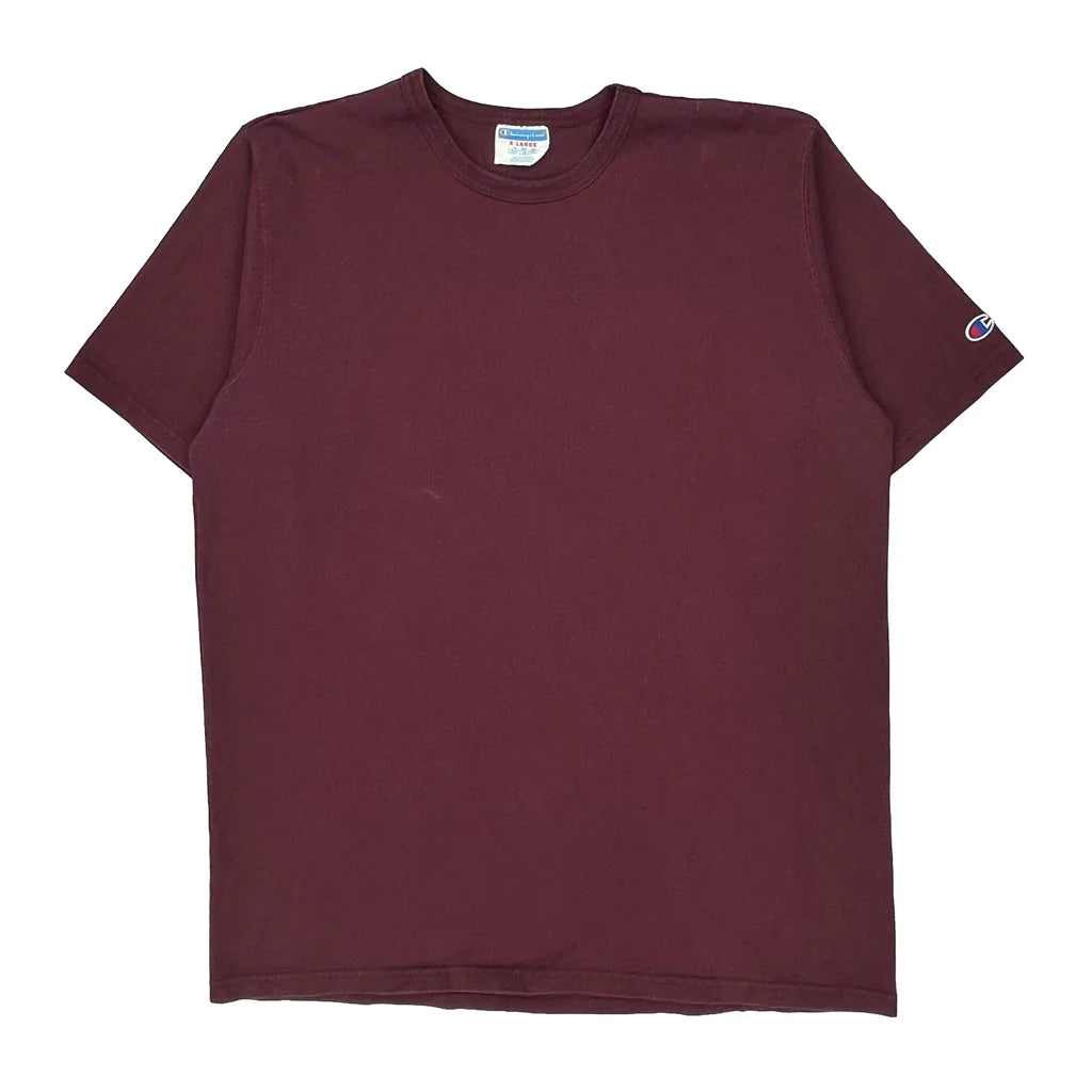 Champion T-Shirt - XL Burgundy Cotton Refurbished - Thrifted (note: this is a term often used to describe second- refurbished available on Cerqular