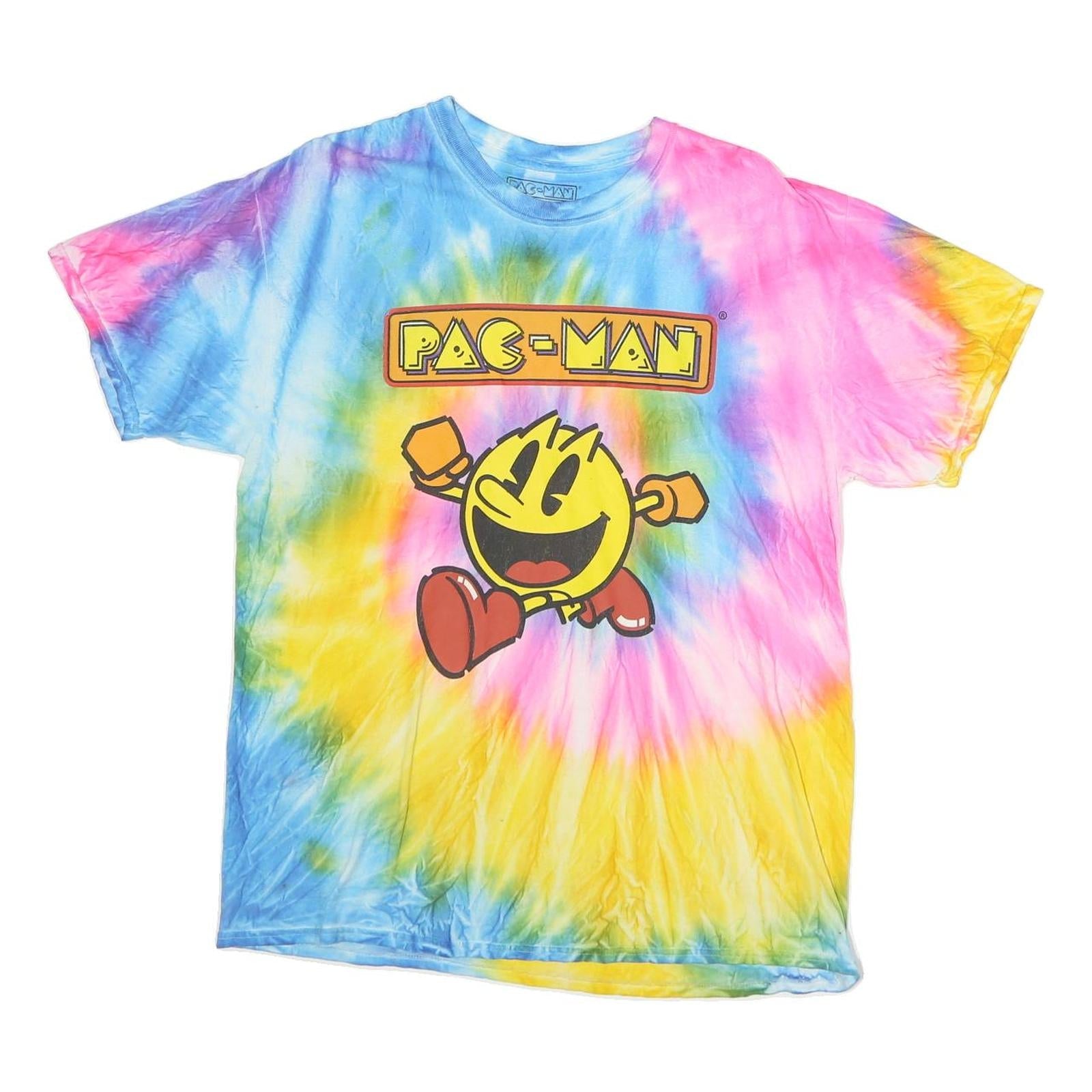 PACMAN Mens Multicoloured Tie Dye Graphic T-Shirt L Short Sleeve Crew Neck Retro Refurbished - N/A refurbished available on Cerqular