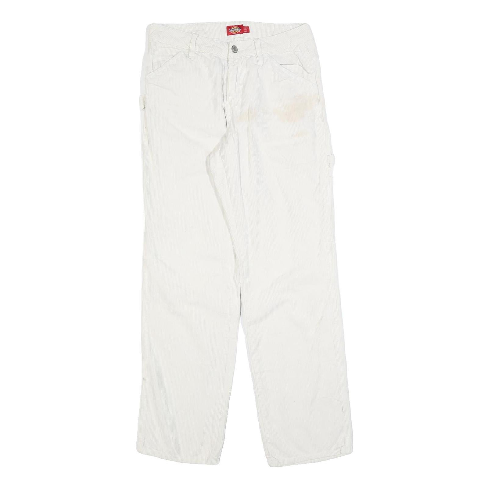 DICKIES Womens Relaxed White Cotton Blend Straight Trousers W28 L30 Workwear Zip Refurbished - N/A refurbished available on Cerqular