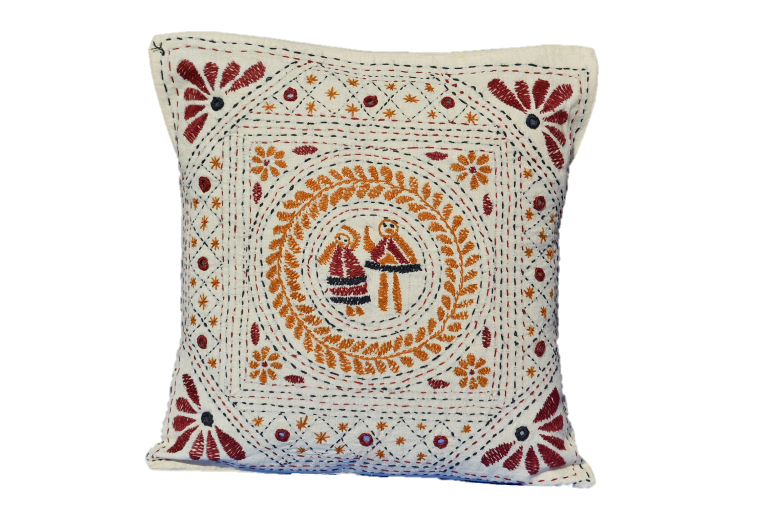 Hand Embroidered Artisanal Decorative Mirror Pillow Refurbished - N/A refurbished available on Cerqular