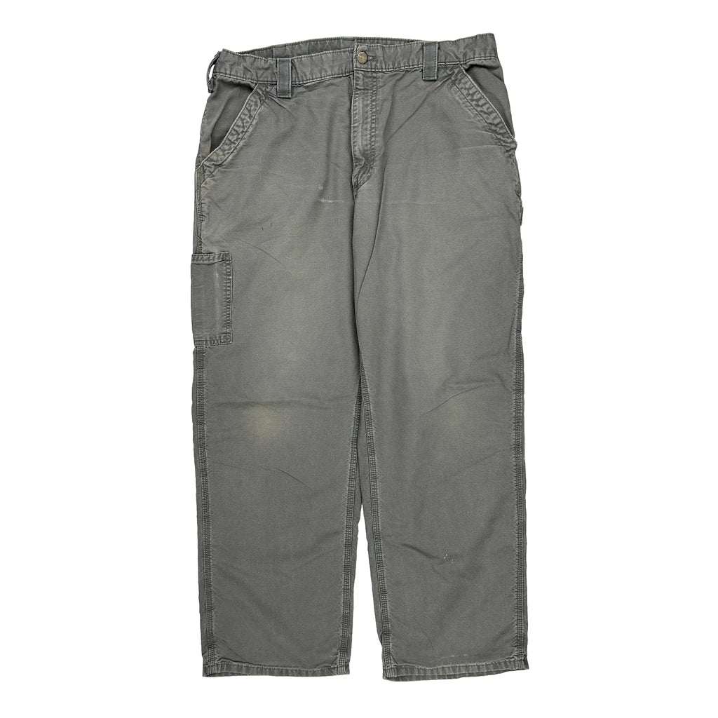 Carhartt Cargo Carpenter Trousers - 36W 30L Grey Cotton Refurbished - Thrifted (note: this is a term often used to describe second- refurbished available on Cerqular
