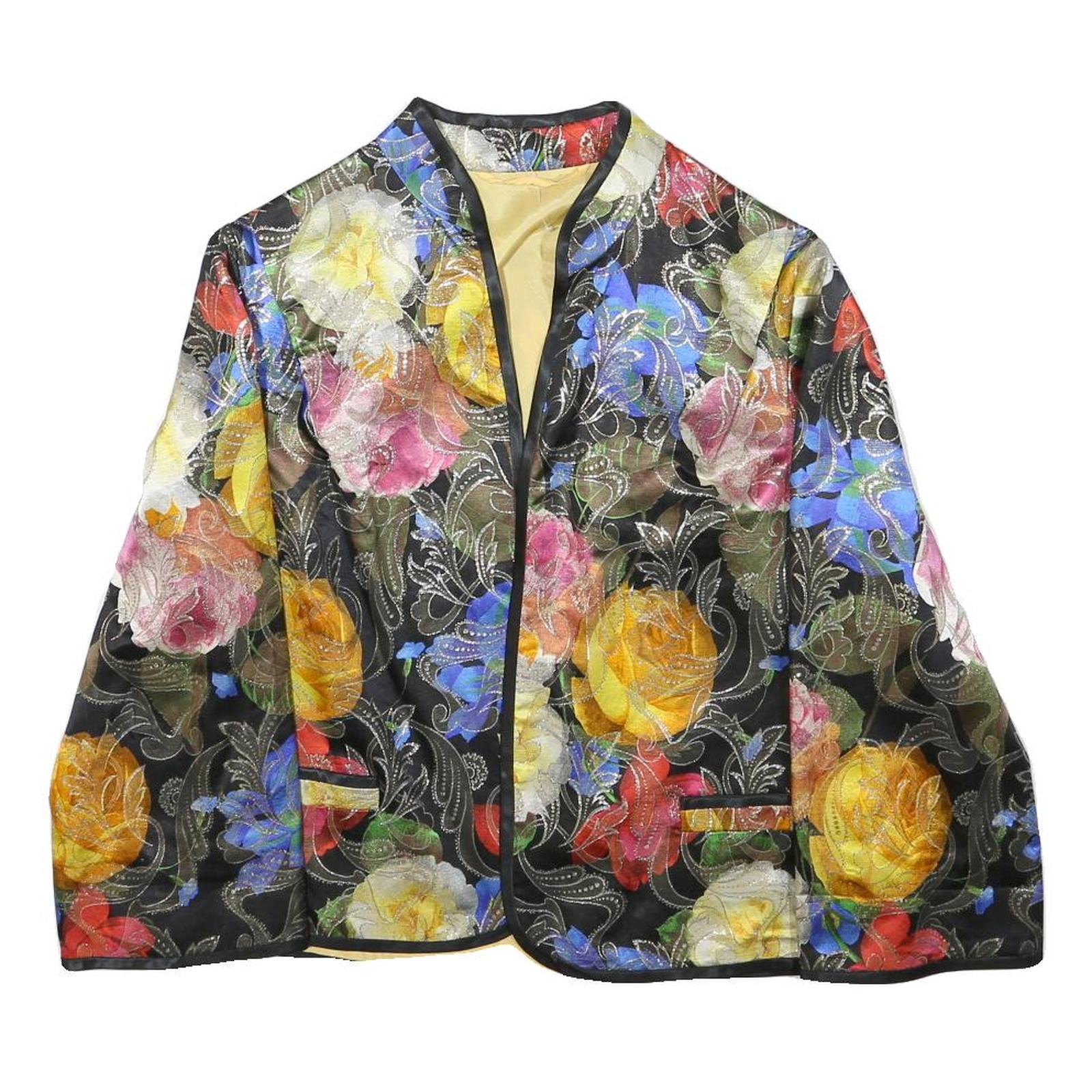 Womens Black Floral Plain Jacket S Polyester Blend Regular Fit No Hood Refurbished - N/A refurbished available on Cerqular