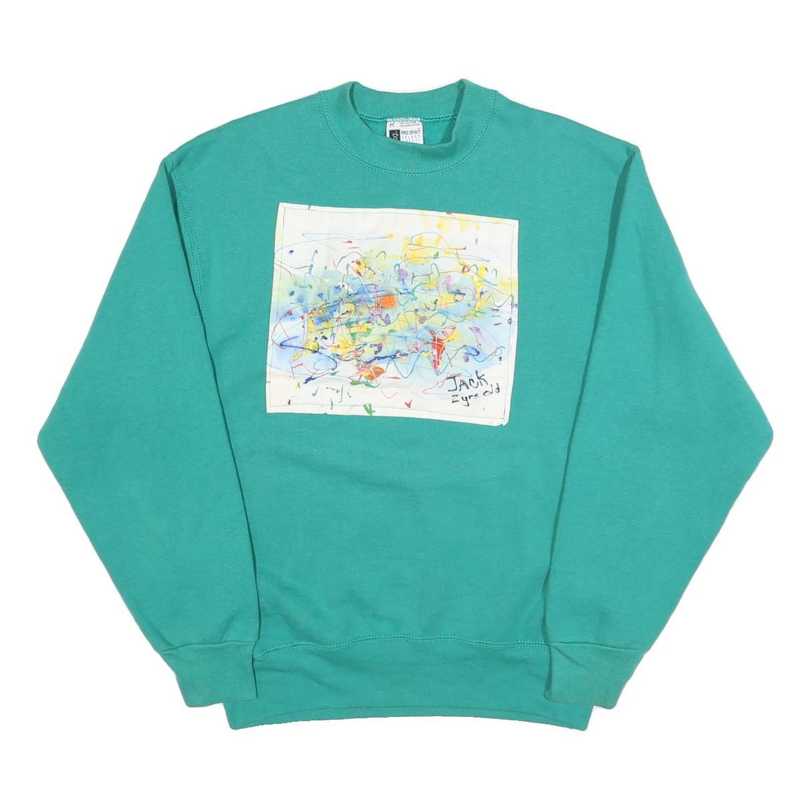 PRO SPIRIT Mens Green Cotton Blend Crew Neck M Abstract Art Sweatshirt Refurbished - N/A refurbished available on Cerqular