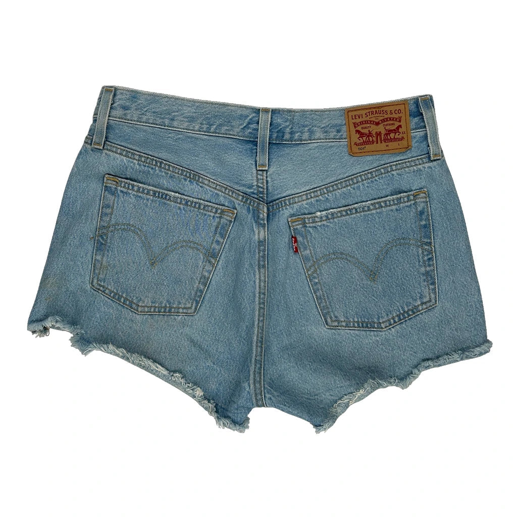 Levis Denim Shorts - 30W UK 10 Light Wash Cotton Refurbished - Thrifted (note: this is a term often used to describe second- refurbished available on Cerqular