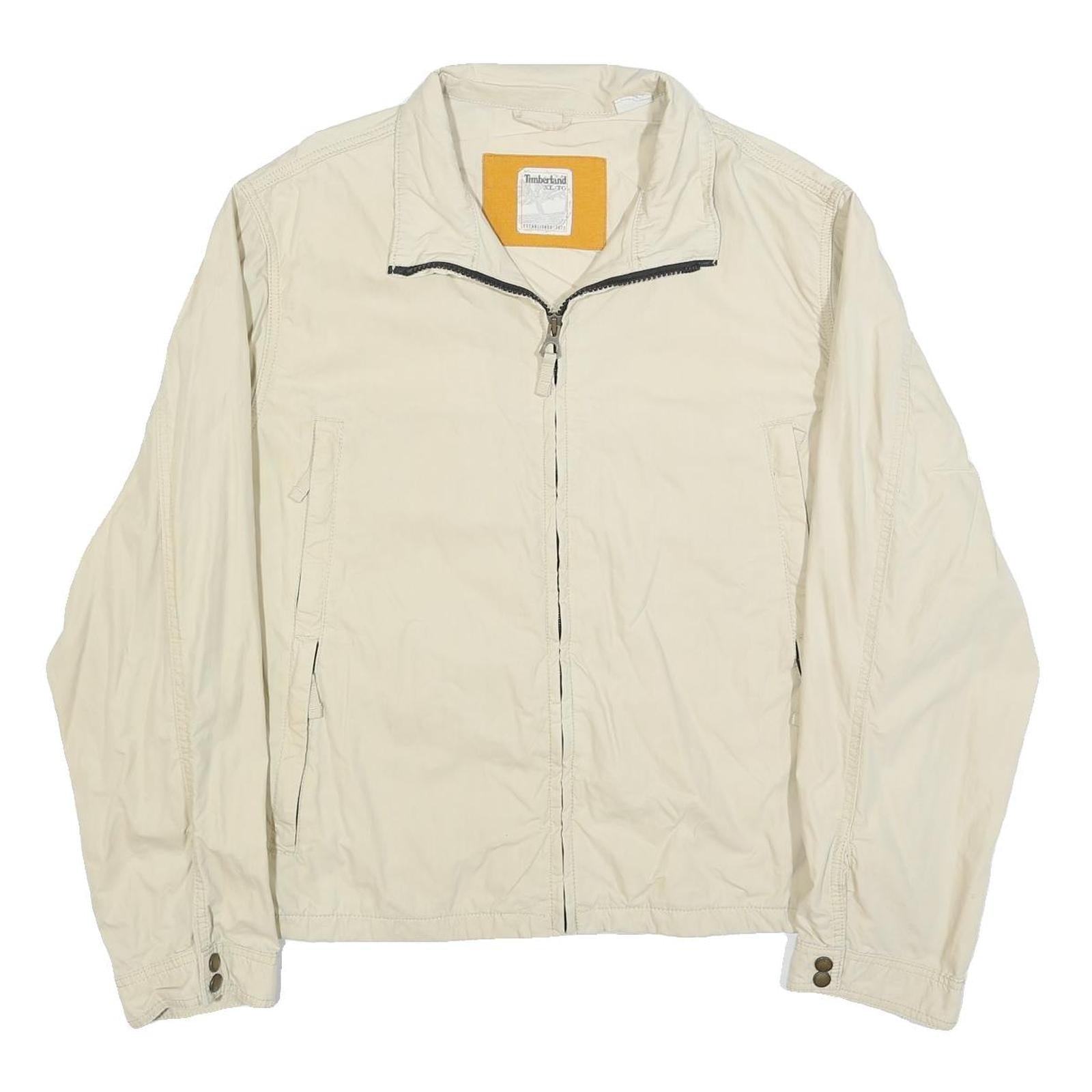 TIMBERLAND Mens Cream Outdoor Jacket XL Cotton Blend Plain Zip Casual Refurbished - N/A refurbished available on Cerqular