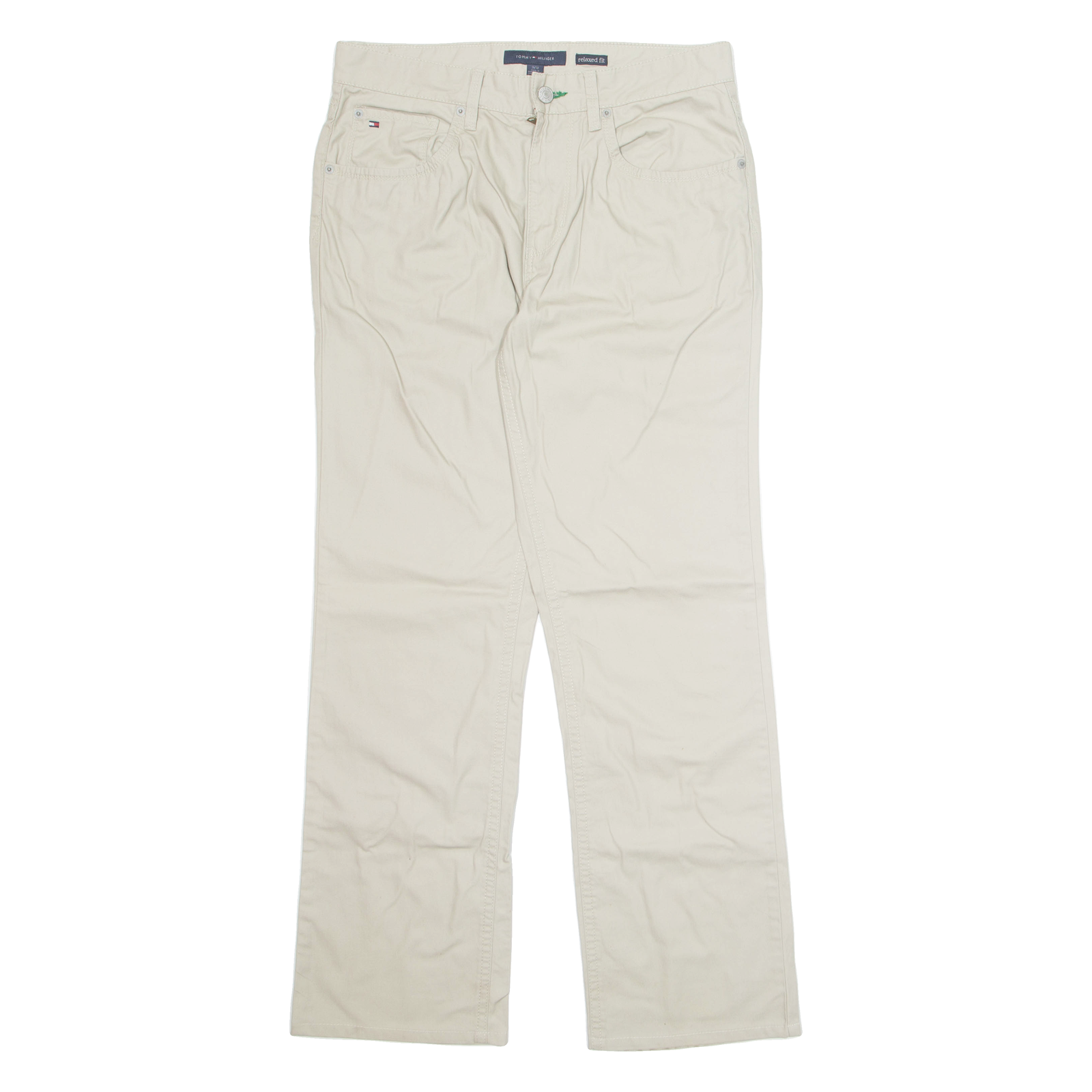 TOMMY HILFIGER Relaxed Fit Workwear Mens Trousers Beige Regular Wide-Leg W31 L32 Refurbished - N/A refurbished available on Cerqular