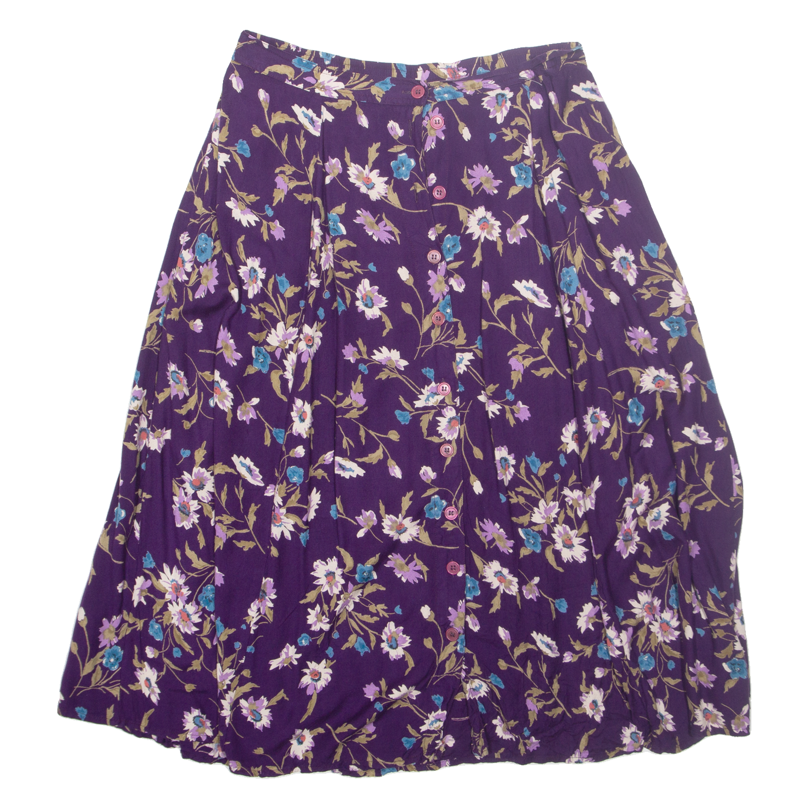 DONNKENNY Womens A-Line Skirt Purple Midi Floral L Refurbished - N/A refurbished available on Cerqular
