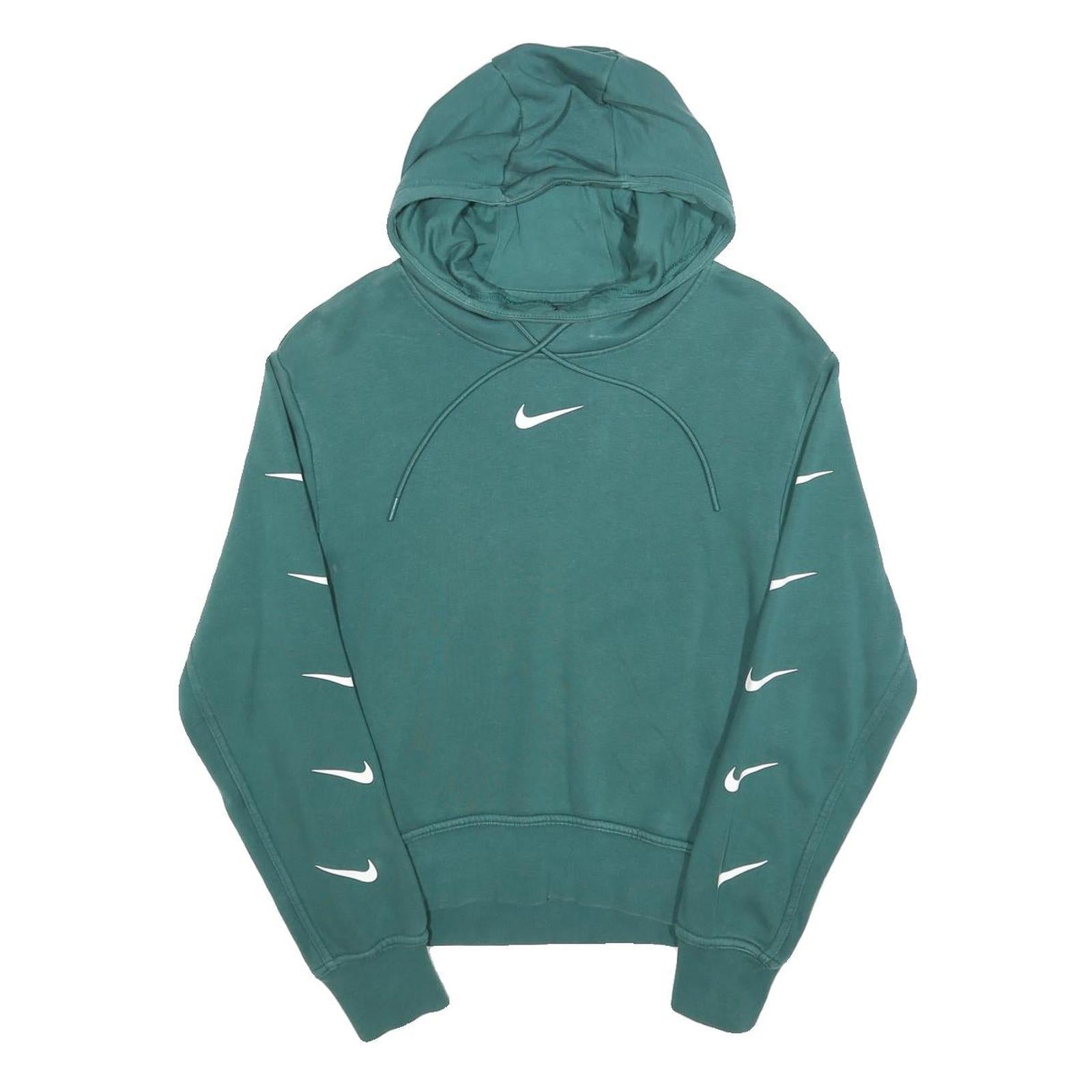 NIKE Womens Teal Hoodie S Cotton Blend Pullover Sweatshirt Nike Swoosh Logo Refurbished - N/A refurbished available on Cerqular