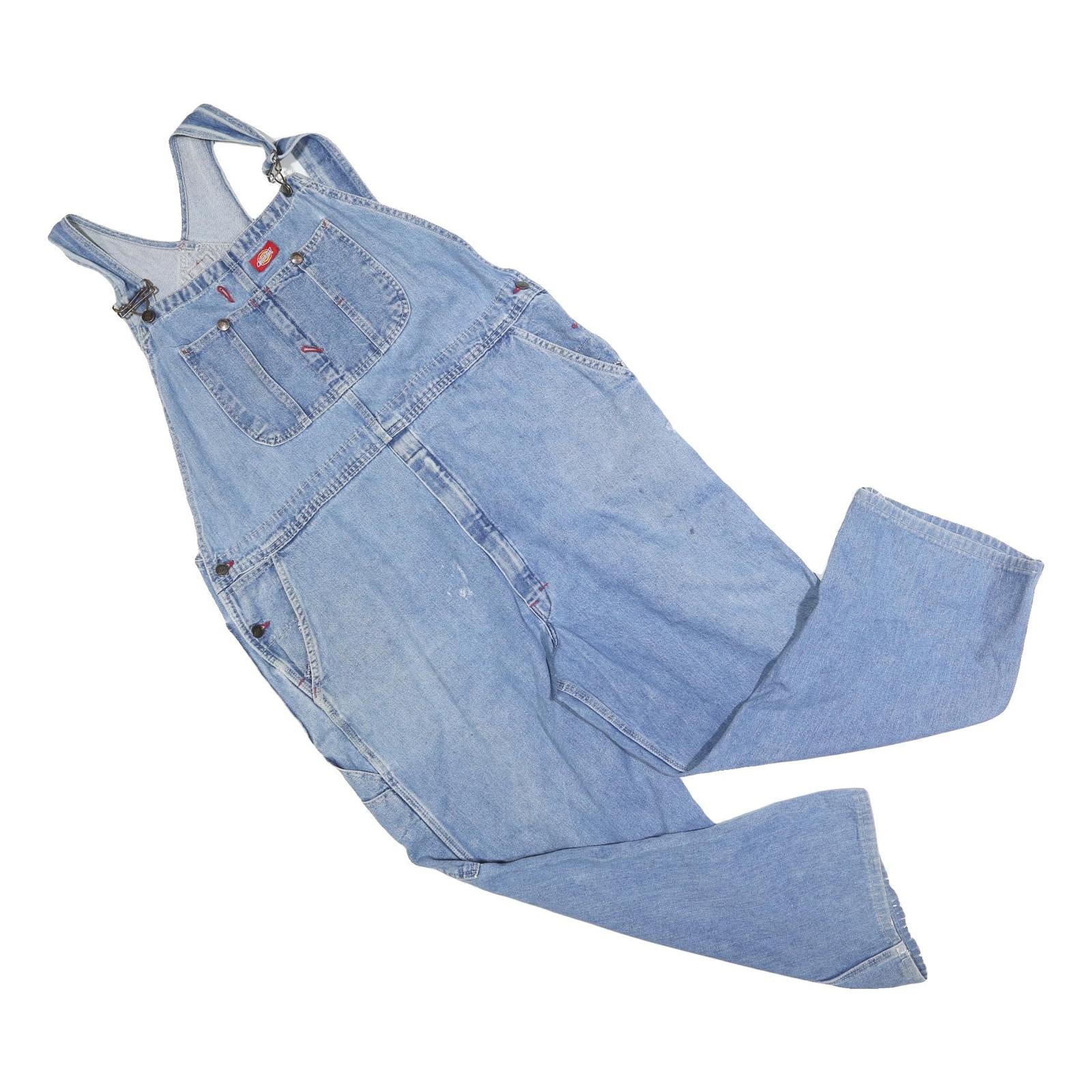 DICKIES Mens Blue Denim Dungarees Loose Cotton Blend XL W44 L26 Workwear Refurbished - N/A refurbished available on Cerqular
