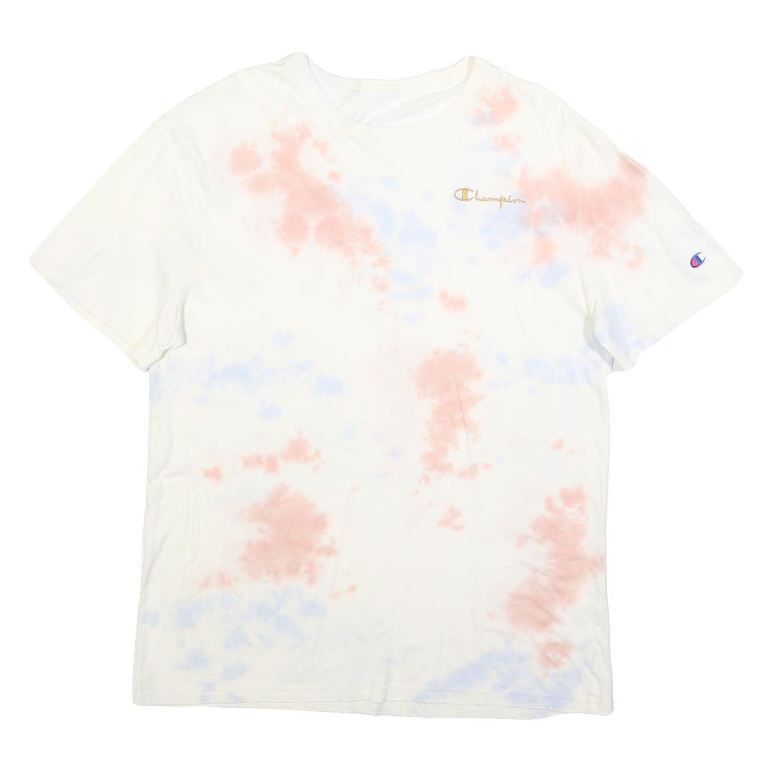CHAMPION Mens White & Pink Tie Dye T-Shirt L Short Sleeve Crew Neck Casual Refurbished - N/A refurbished available on Cerqular