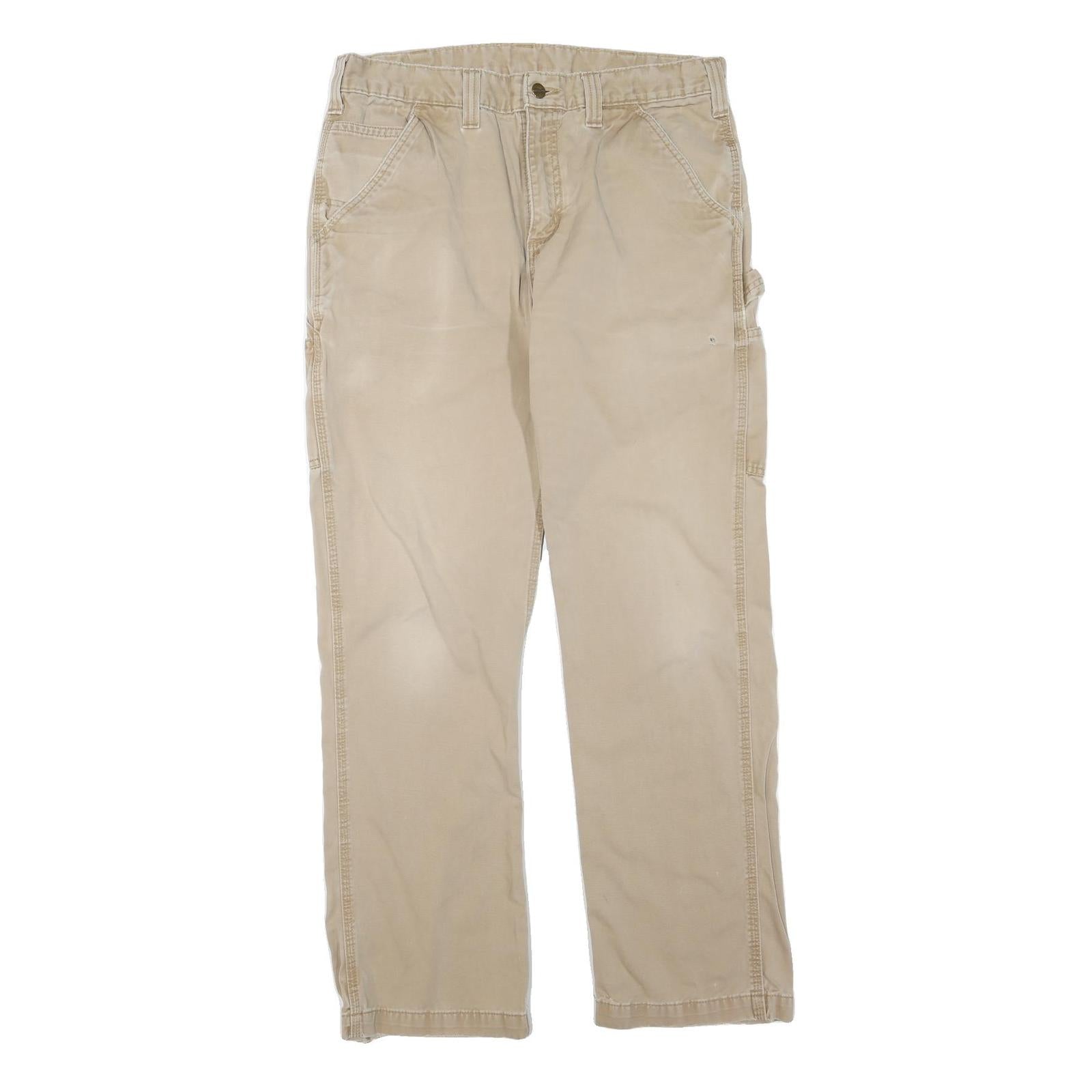 CARHARTT Mens Regular Beige Cotton Blend Zip Trousers W34 L32 Workwear Relaxed Refurbished - N/A refurbished available on Cerqular