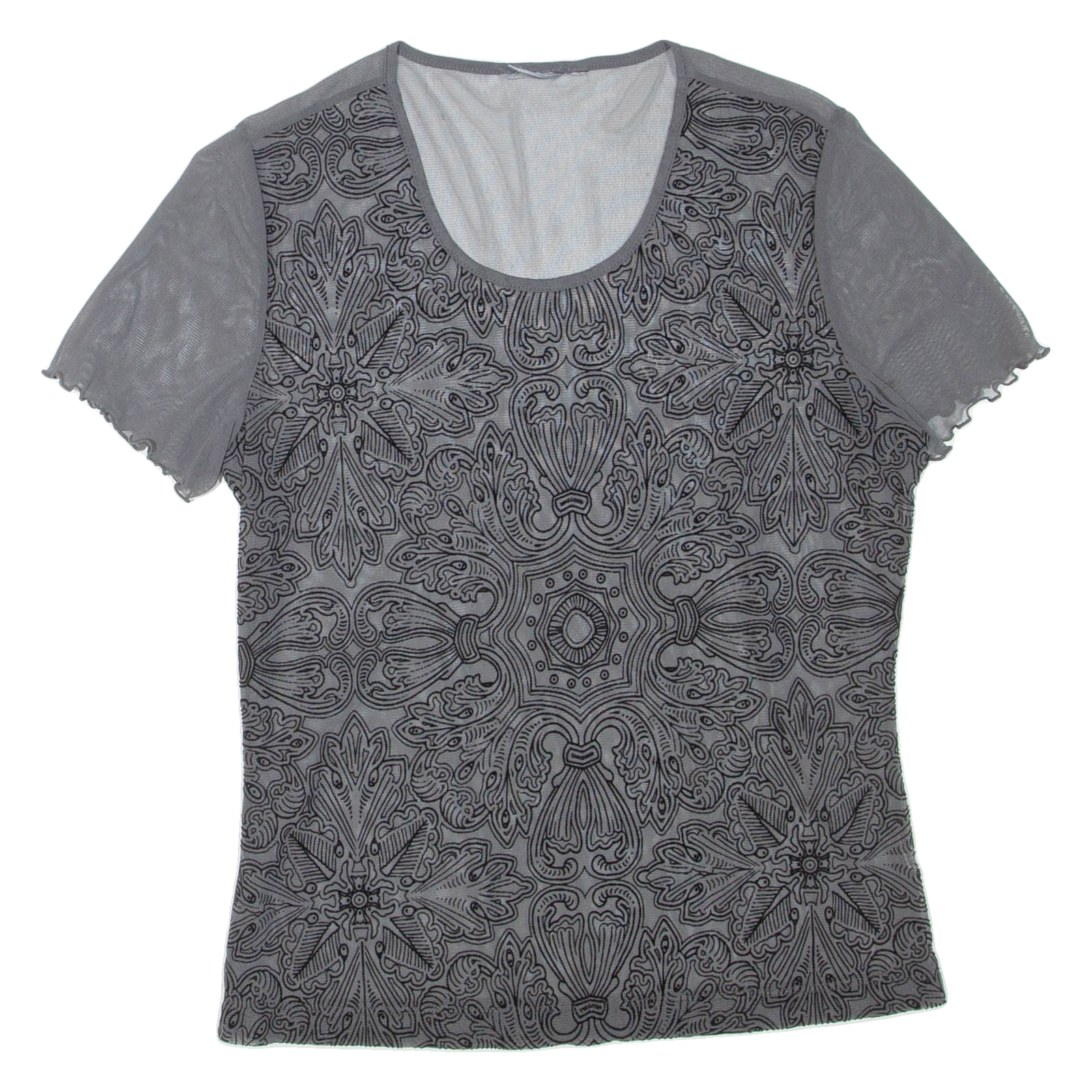 Sheer Womens Printed Top Grey Floral M Refurbished - N/A refurbished available on Cerqular