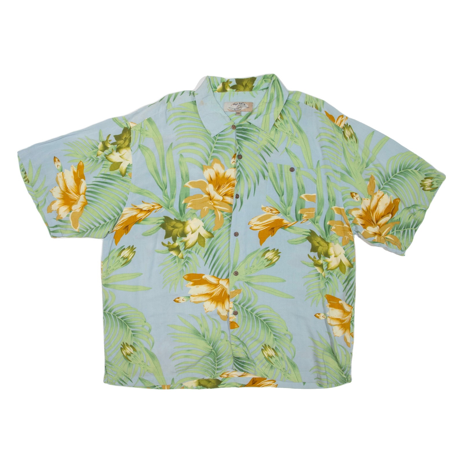 HIGH SURF Mens Hawaiian Shirt Blue Floral 2XL Refurbished - N/A refurbished available on Cerqular