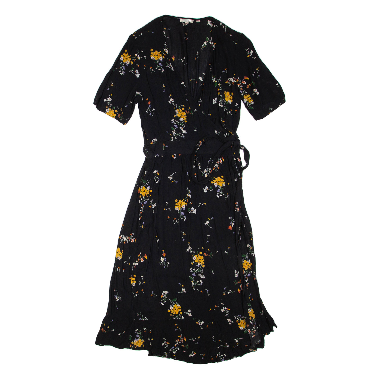 FAT FACE Womens Wrap Dress Black Floral Short Sleeve Knee Length UK 8 Refurbished - N/A refurbished available on Cerqular
