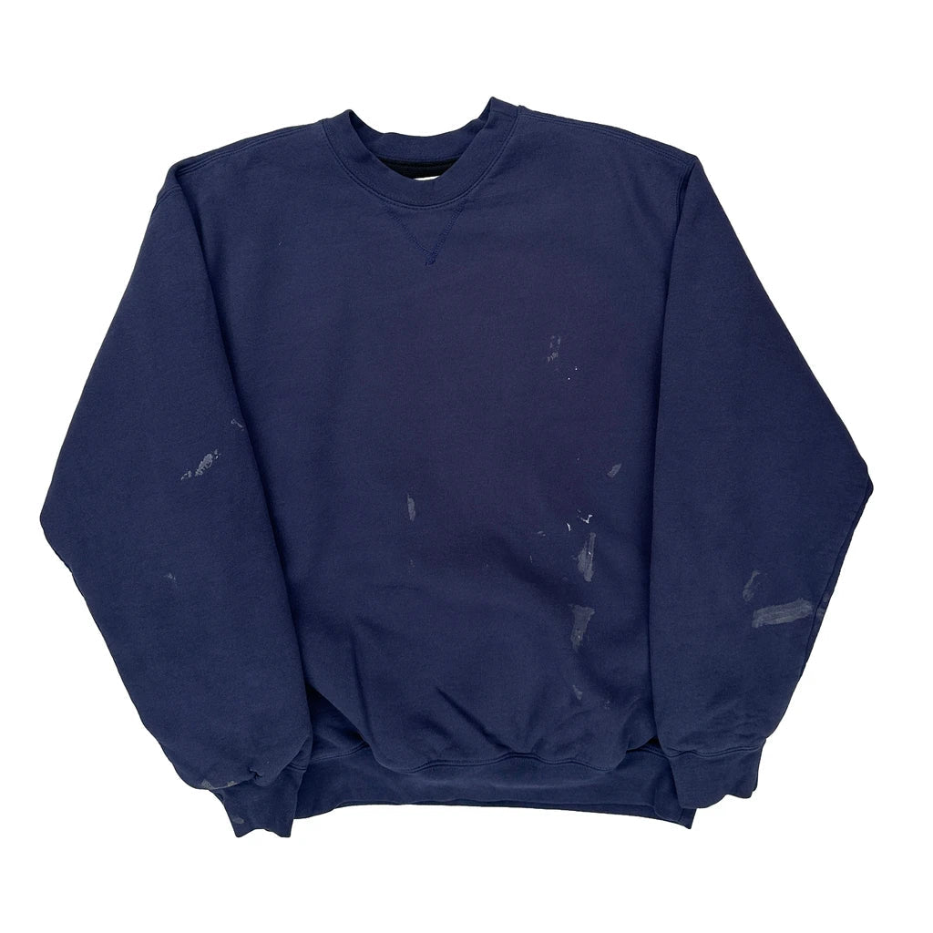 Carhartt Sweatshirt - Large Navy Cotton Refurbished - Thrifted (note: this is a term often used to describe second- refurbished available on Cerqular