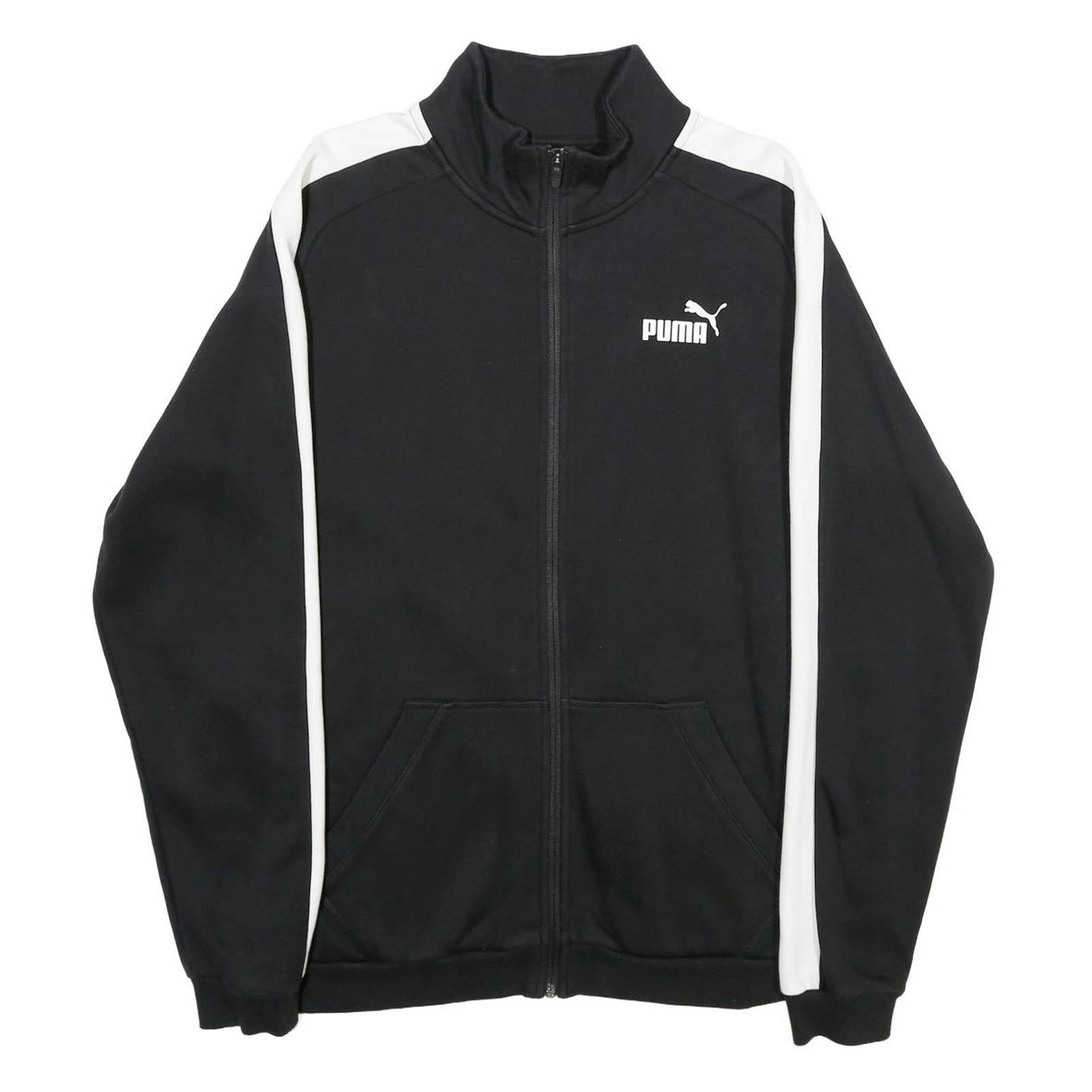 PUMA Mens Black & White Cotton Blend Track Jacket L Zip Casual Sportwear Refurbished - N/A refurbished available on Cerqular