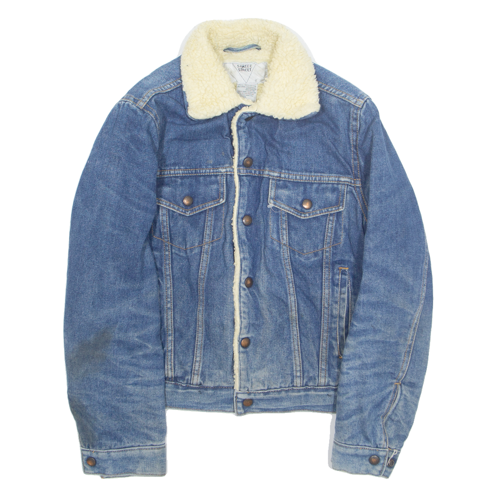 SANTEE STREET Mens Sherpa Lined Denim Jacket Blue 90s S Refurbished - N/A refurbished available on Cerqular