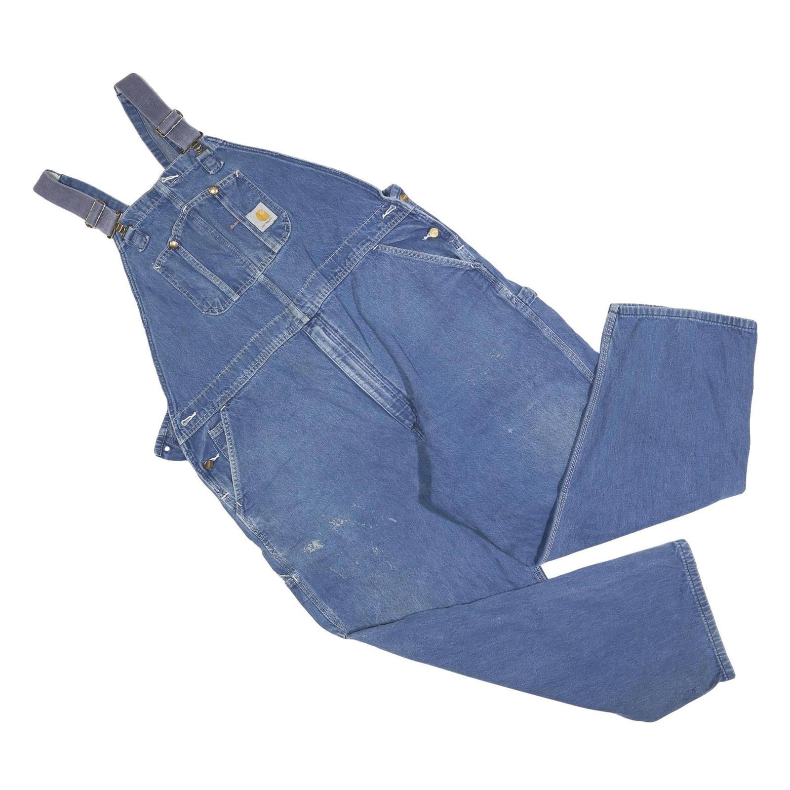 CARHARTT Mens Blue Denim Dungarees Regular Fit Cotton Blend XL W43 L30 Workwear Refurbished - N/A refurbished available on Cerqular
