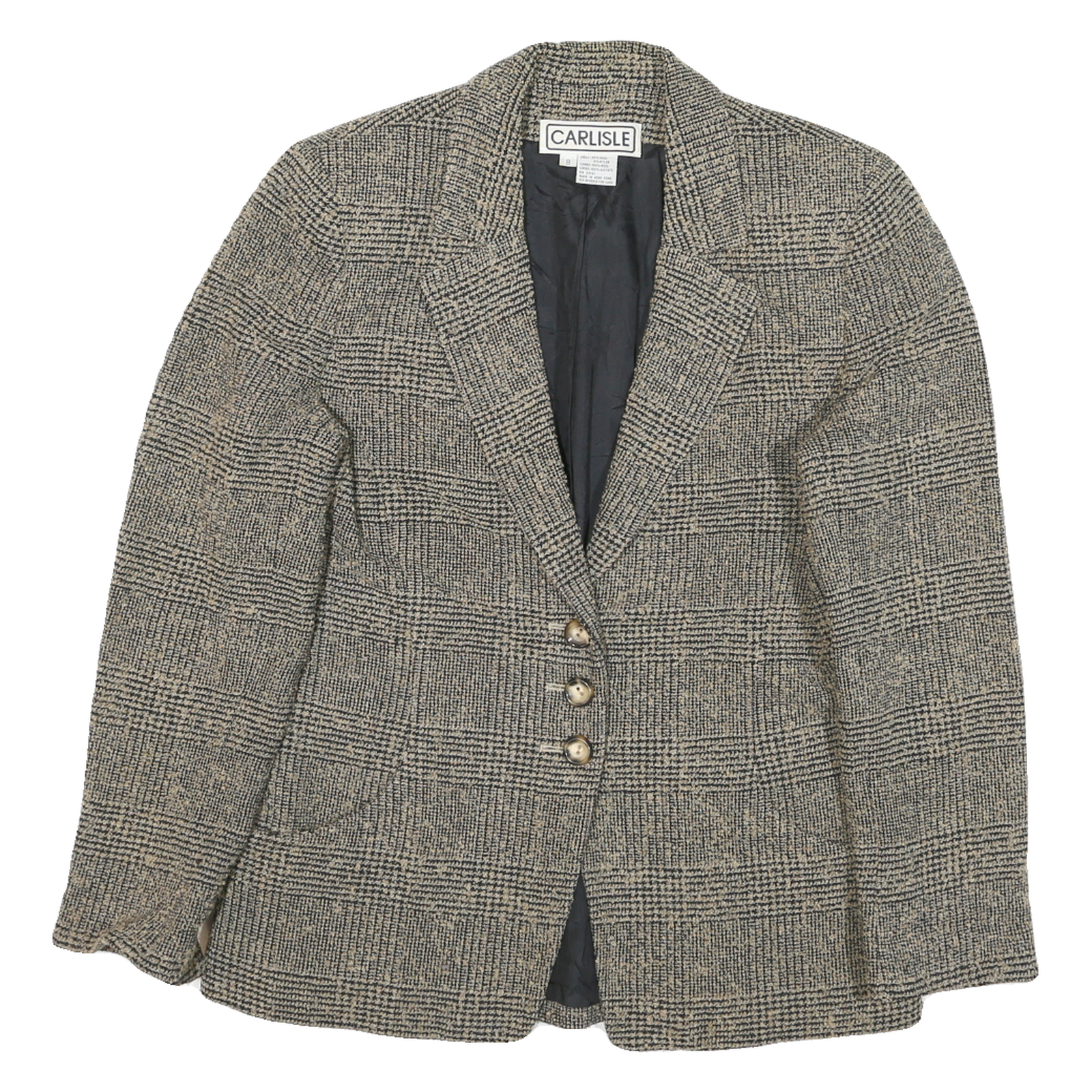 CARLISLE Womens Beige & Black Wool Checked Button Jacket M Woven Classic Refurbished - N/A refurbished available on Cerqular