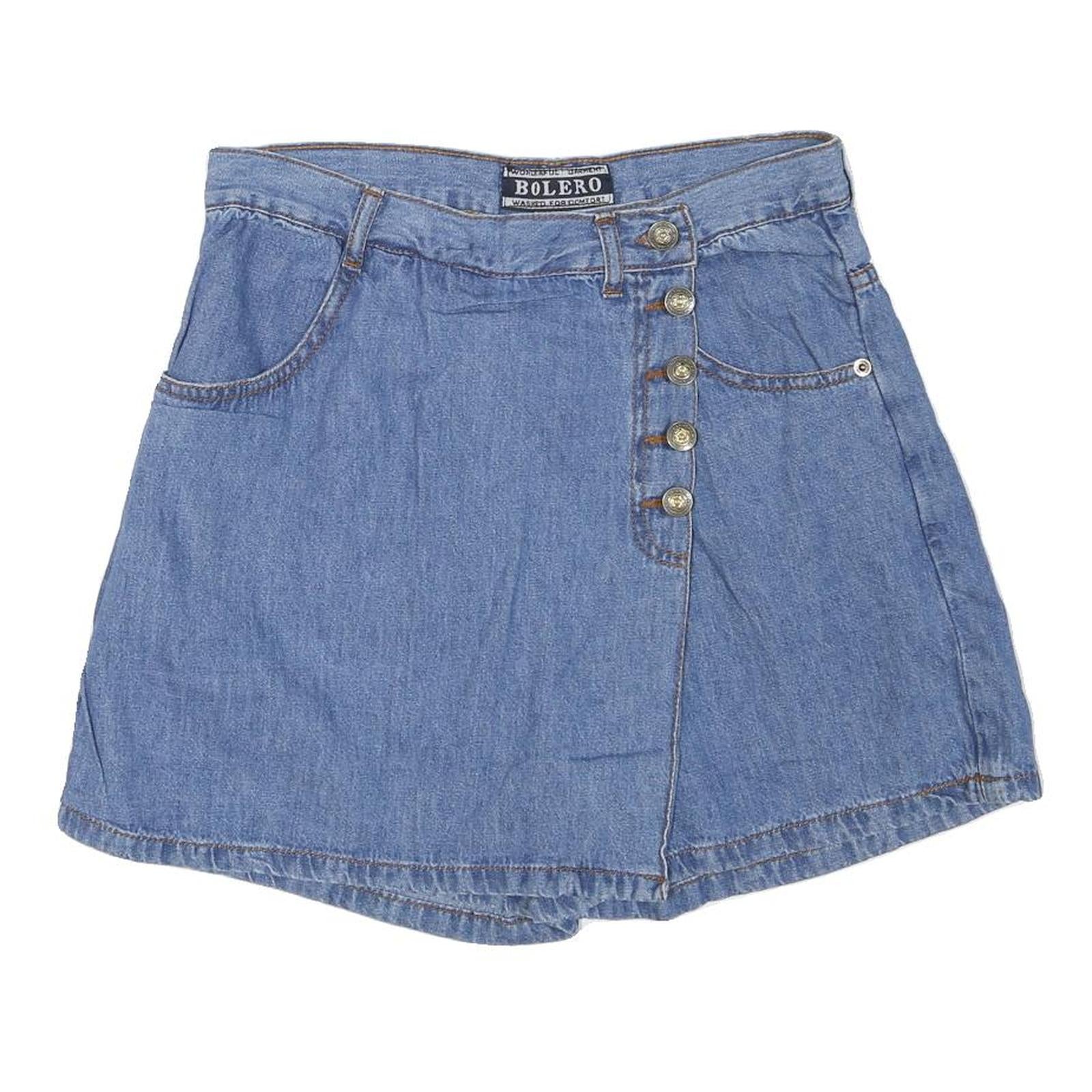 BOLERO Womens Blue Denim Mini Skirt Cotton Blend Button Fastening Size M Summer Refurbished - N/A refurbished available on Cerqular