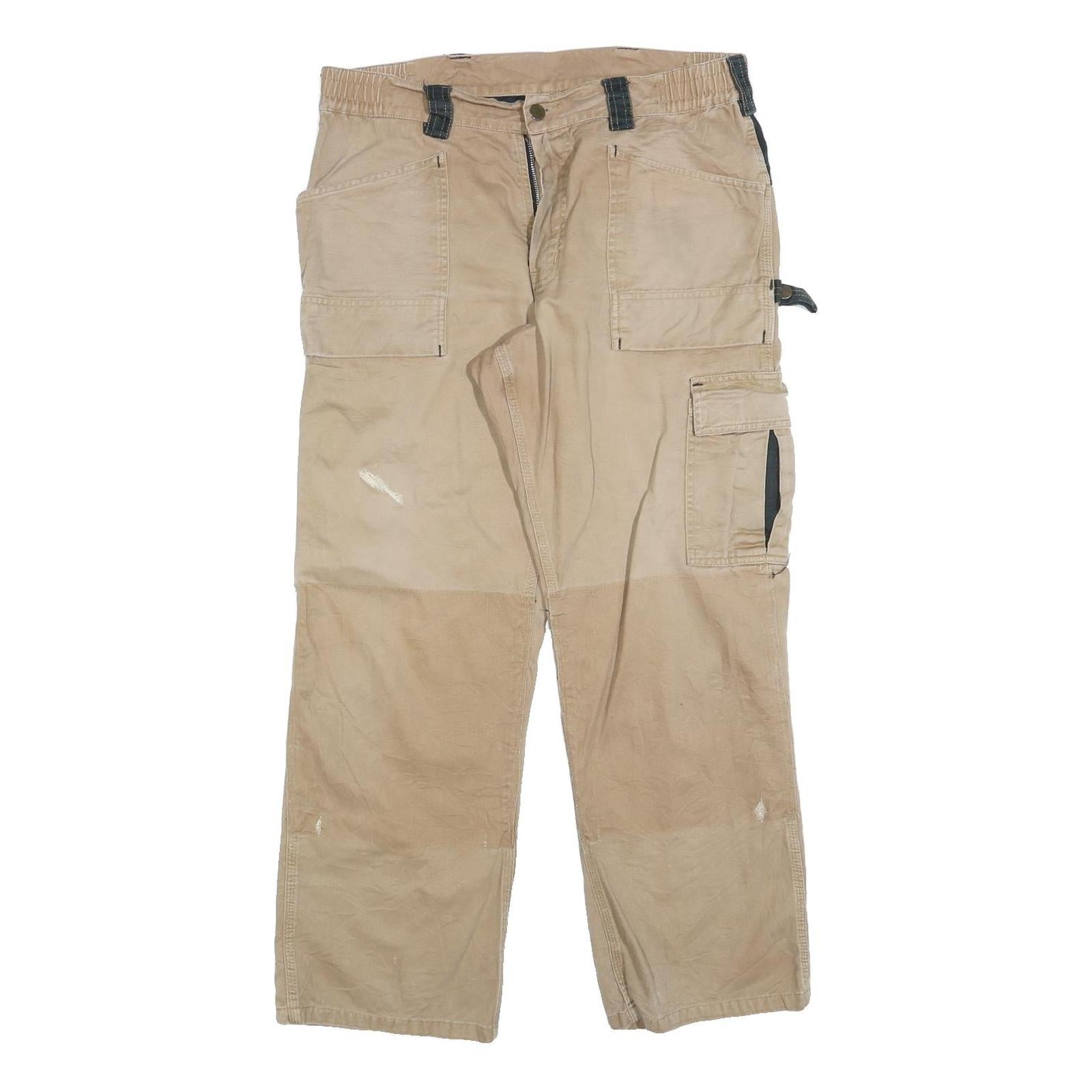 CARHARTT Mens Relaxed Beige Workwear Cotton Blend Trousers W32 L30 Utility Zip Refurbished - N/A refurbished available on Cerqular