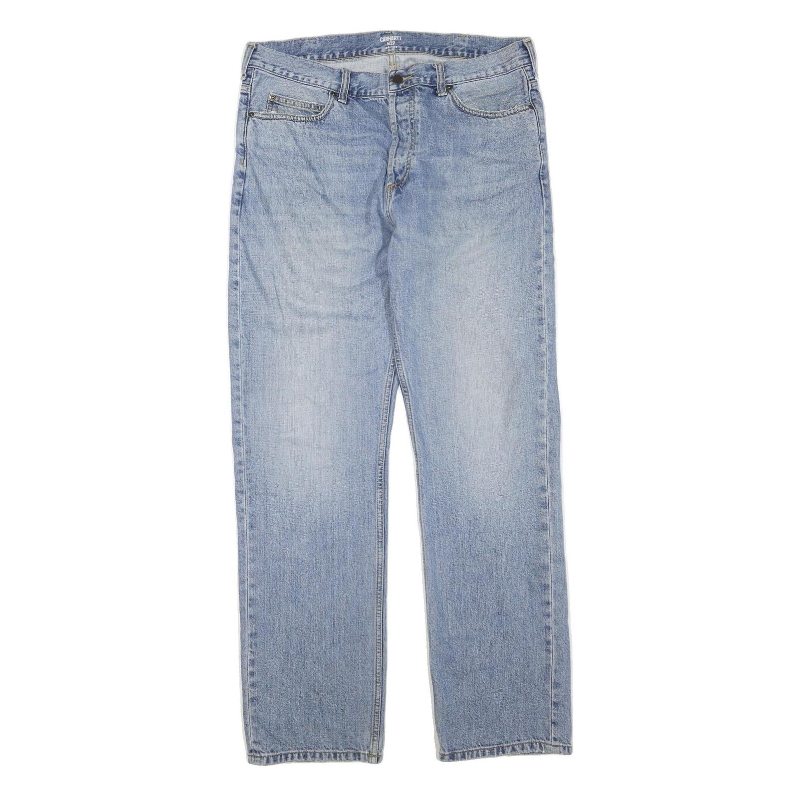 CARHARTT Mens Regular Fit Straight Leg Denim Light Blue Cotton Blend Zip W34 L34 Refurbished - N/A refurbished available on Cerqular