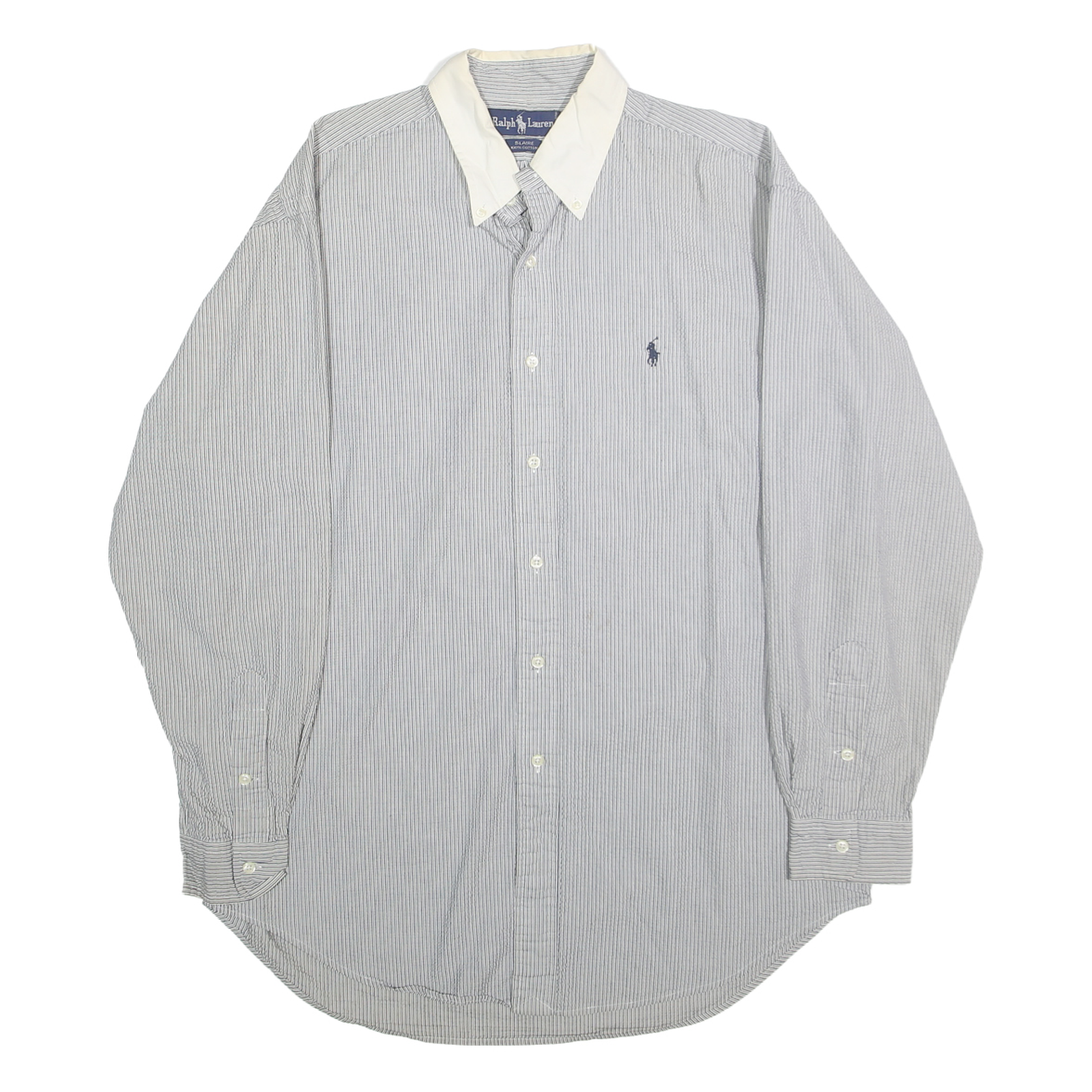 RALPH LAUREN Mens Blue & White Striped Cotton Shirt M Classic Polo Button Down Refurbished - N/A refurbished available on Cerqular