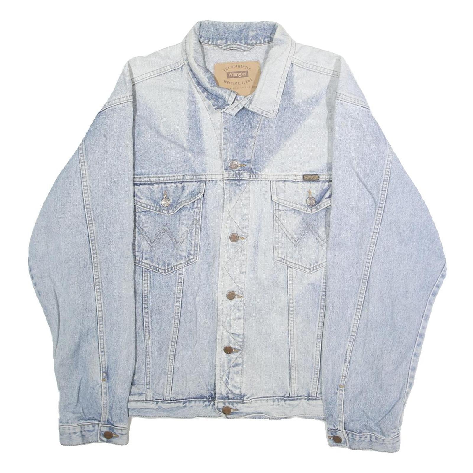 WRANGLER Mens Blue Cotton Denim Jacket 2XL Button Closure Casual Outerwear Refurbished - N/A refurbished available on Cerqular