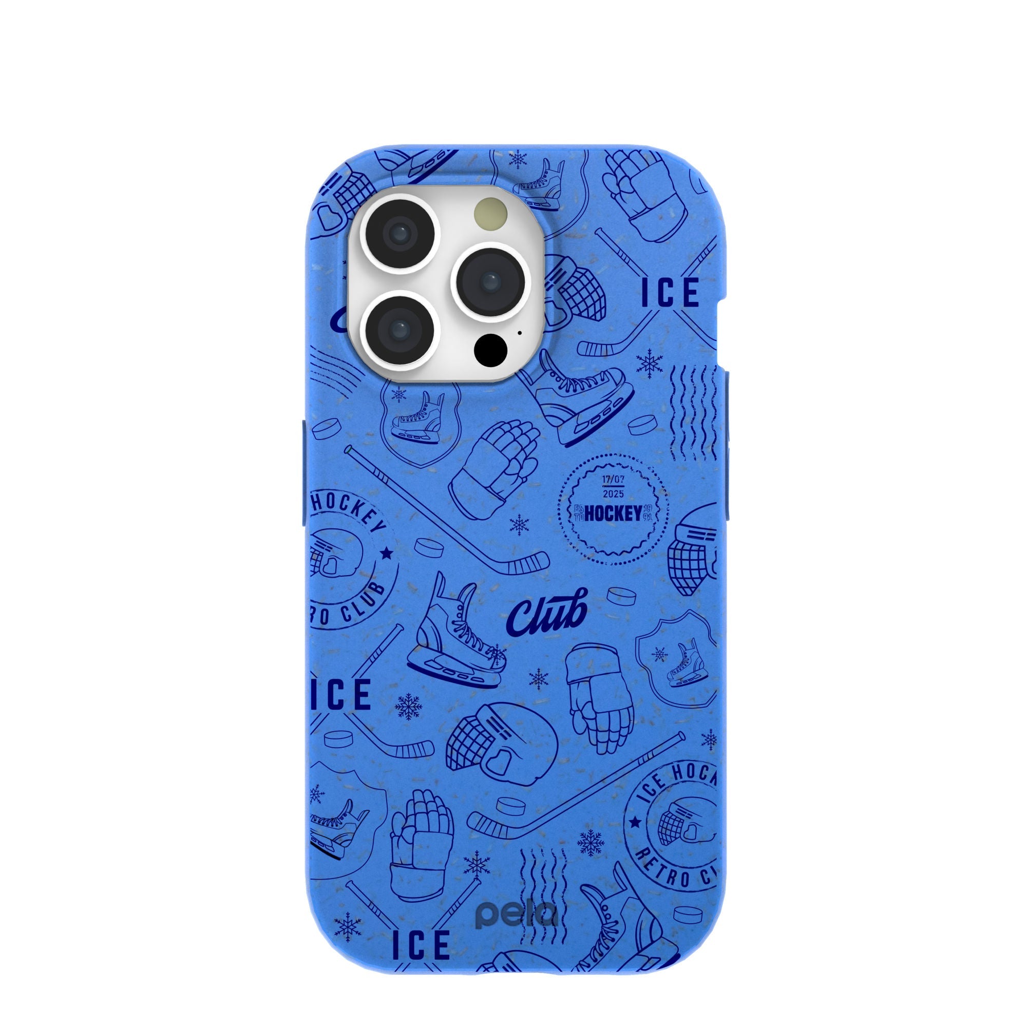 Electric Blue Hockey Postage iPhone 15 Pro Case Refurbished - Pela Case refurbished available on Cerqular