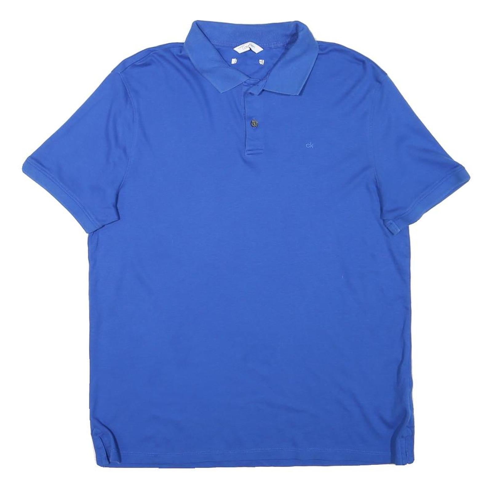 CALVIN KLEIN Mens Blue Short Sleeve Plain Polo Shirt S Cotton Blend Classic Refurbished - N/A refurbished available on Cerqular