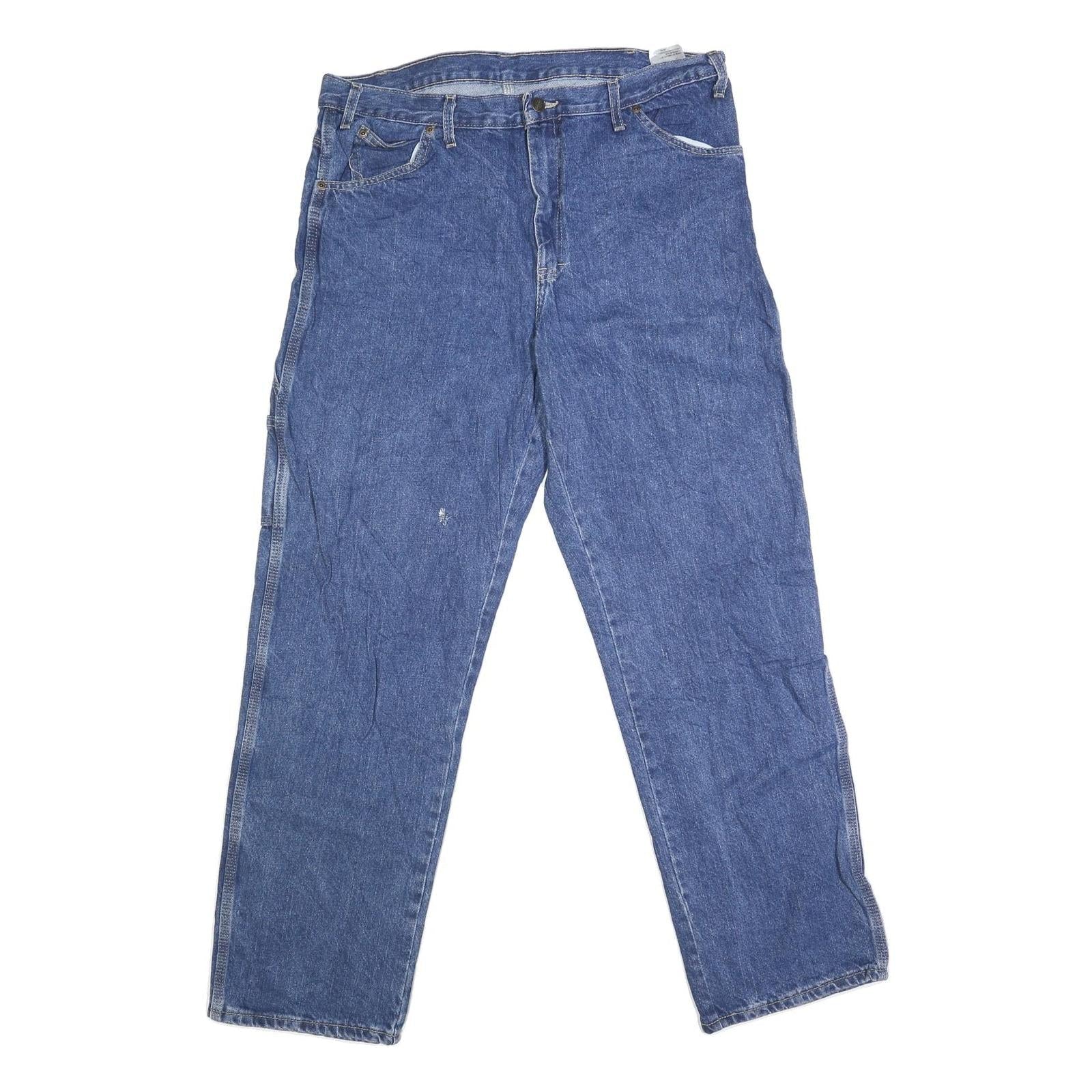 DICKIES Mens Regular Fit Blue Denim Jeans W36 L32 Workwear Cotton Blend Zip Refurbished - N/A refurbished available on Cerqular