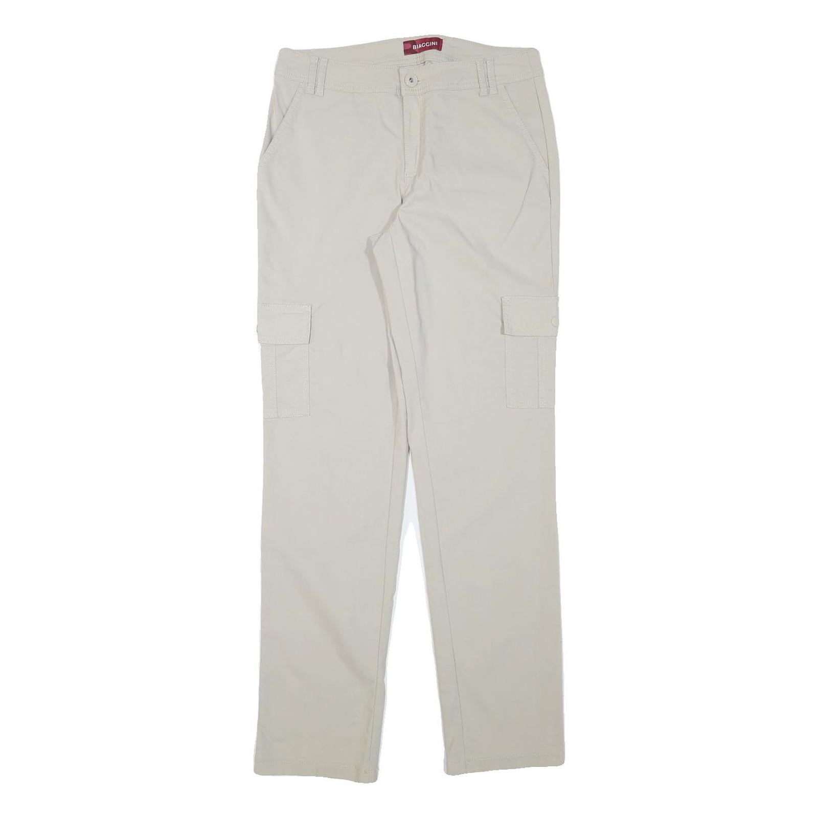 BIAGGINI Mens Slim Beige Cargo Trousers W30 L32 Polyester Blend Zip Pocket Refurbished - N/A refurbished available on Cerqular