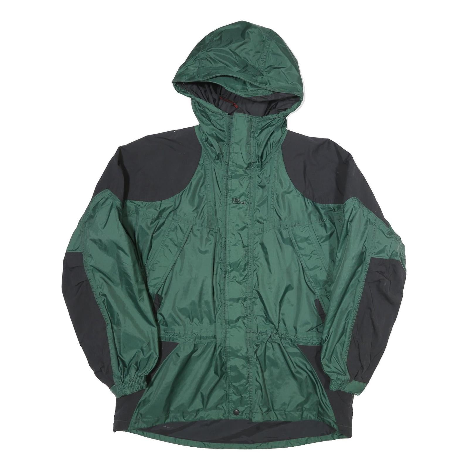 RED RIDGE Mens Green & Black Outdoor Nylon Zip Jacket L Water Resistant Hooded Refurbished - N/A refurbished available on Cerqular