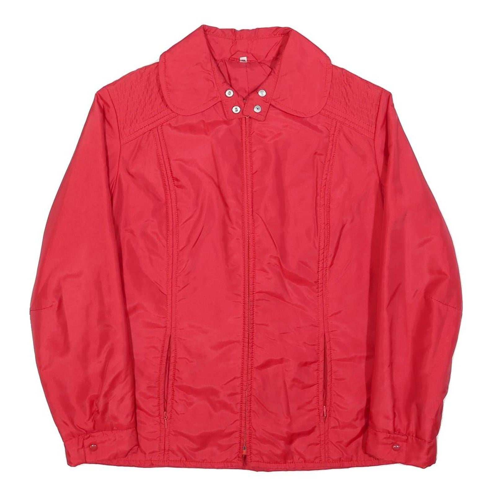 Womens Red Plain Zip Jacket L Polyester Blend Classic Casual Outerwear Refurbished - N/A refurbished available on Cerqular