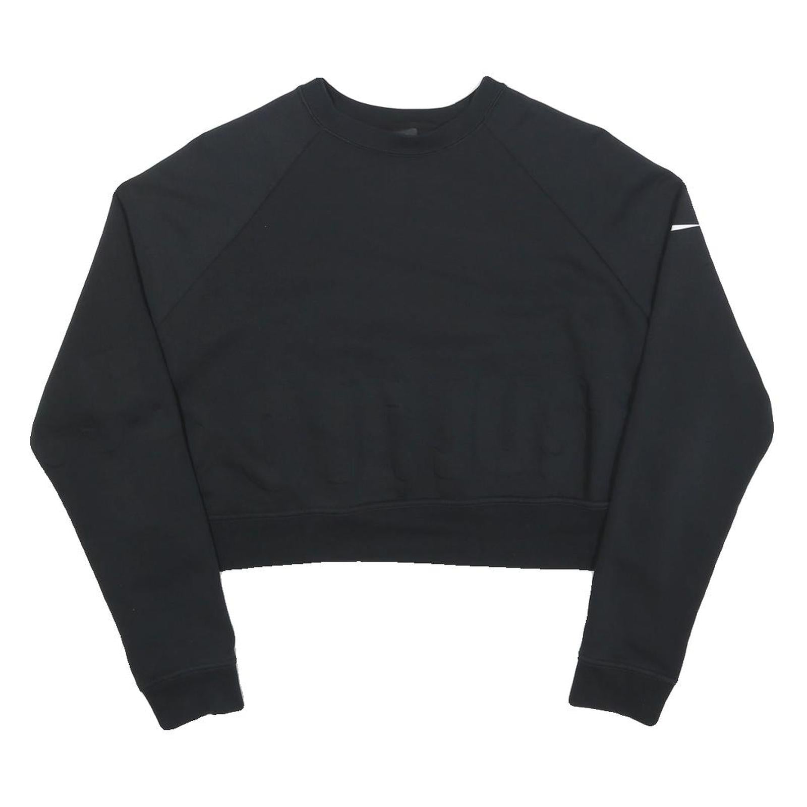 NIKE Womens Black Crew Neck M Cotton Blend Crop Sweatshirt Sportswear Refurbished - N/A refurbished available on Cerqular