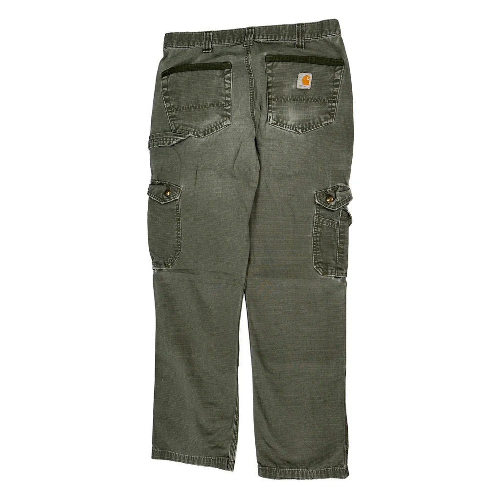 Carhartt Cargo Trousers - 31W 29L Green Cotton Refurbished - Thrifted (note: this is a term often used to describe second- refurbished available on Cerqular