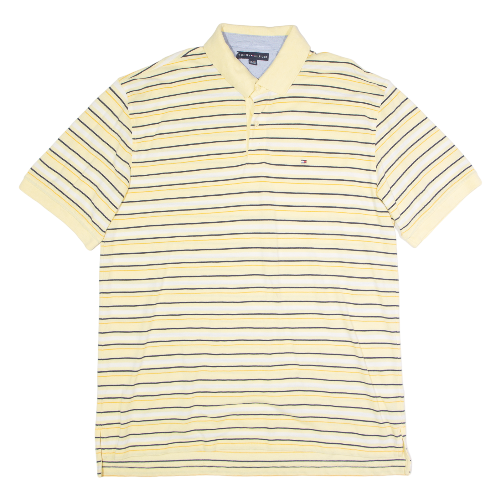 TOMMY HILFIGER Mens Polo Shirt Yellow Striped 2XL Refurbished - N/A refurbished available on Cerqular