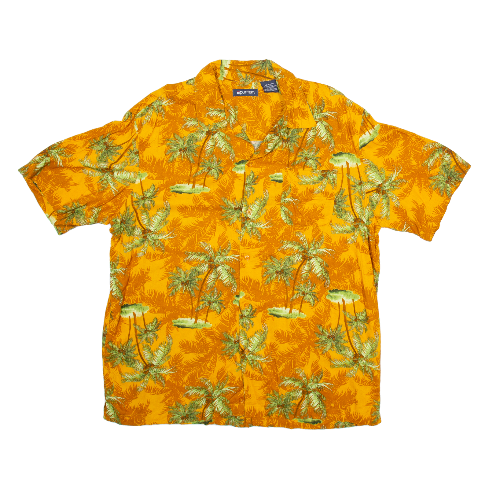 PURITAN Mens Hawaiian Shirt Orange Crazy Pattern L Refurbished - N/A refurbished available on Cerqular