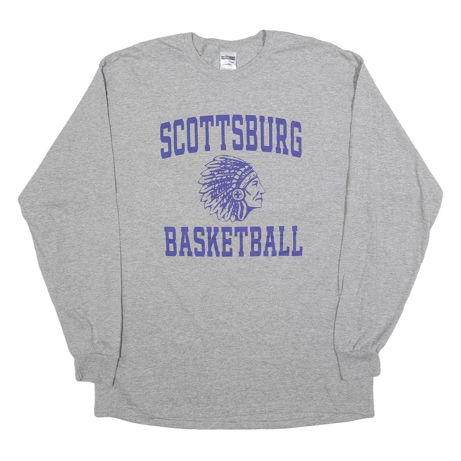 JERZEES Mens Grey Basketball Graphic T-Shirt XL Long Sleeve Crew Neck Refurbished - N/A refurbished available on Cerqular
