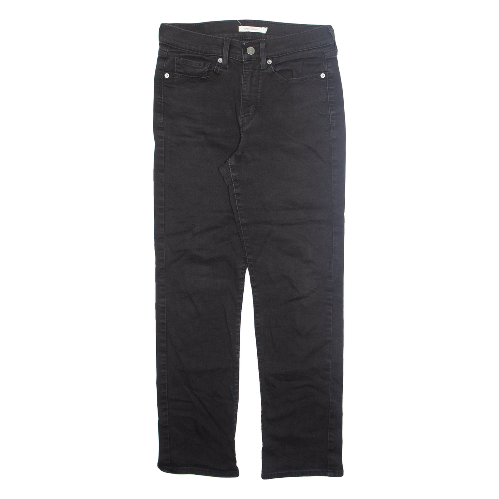 LEVI'S Womens Jeans Black Regular Straight W27 L30 Refurbished - N/A refurbished available on Cerqular
